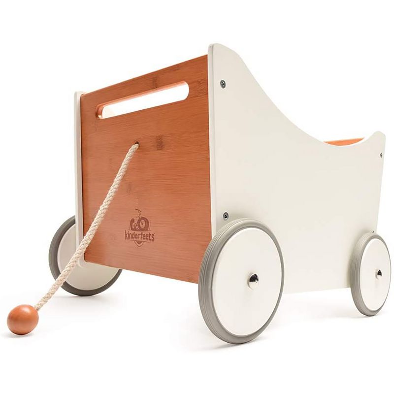 Kinderfeets 2-in-1 Versatile Inside/Outside Baby and Toddler Classic Wooden Unisex Toy Storage Box Walker, White