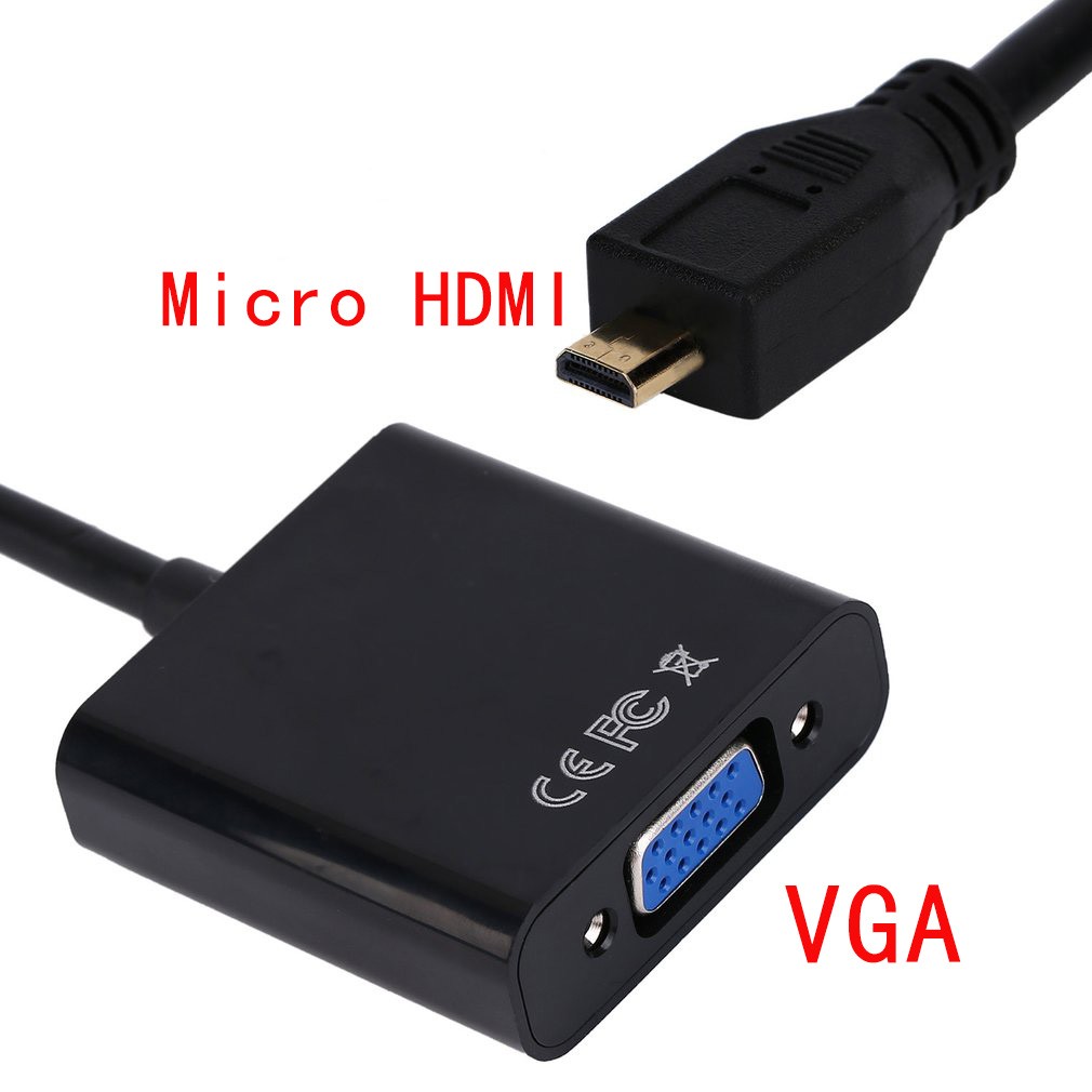 1080P Micro HDM (male) to VGA (female) Audio Video Cable Converter Adapter cable for PC Laptop Black