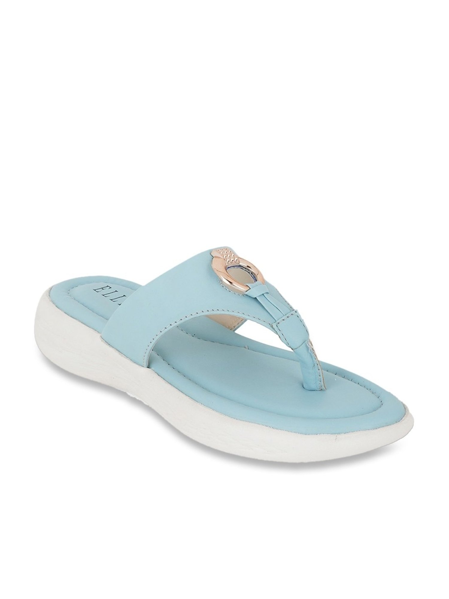 Elle Women's Sky-Blue Thong Wedges