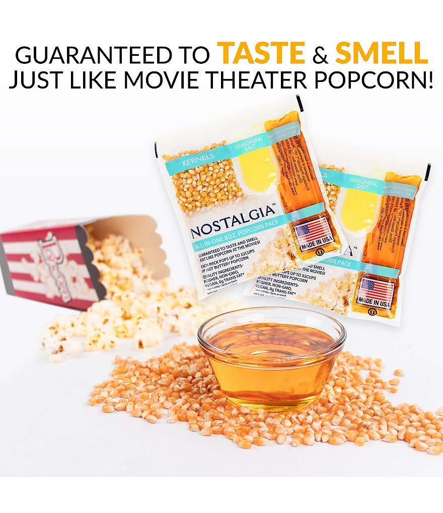 Nostalgia Electrics Best Tasting Premium 8-Ounce Popcorn, Oil & Seasoning Salt All-In-One Packs - 24 Count