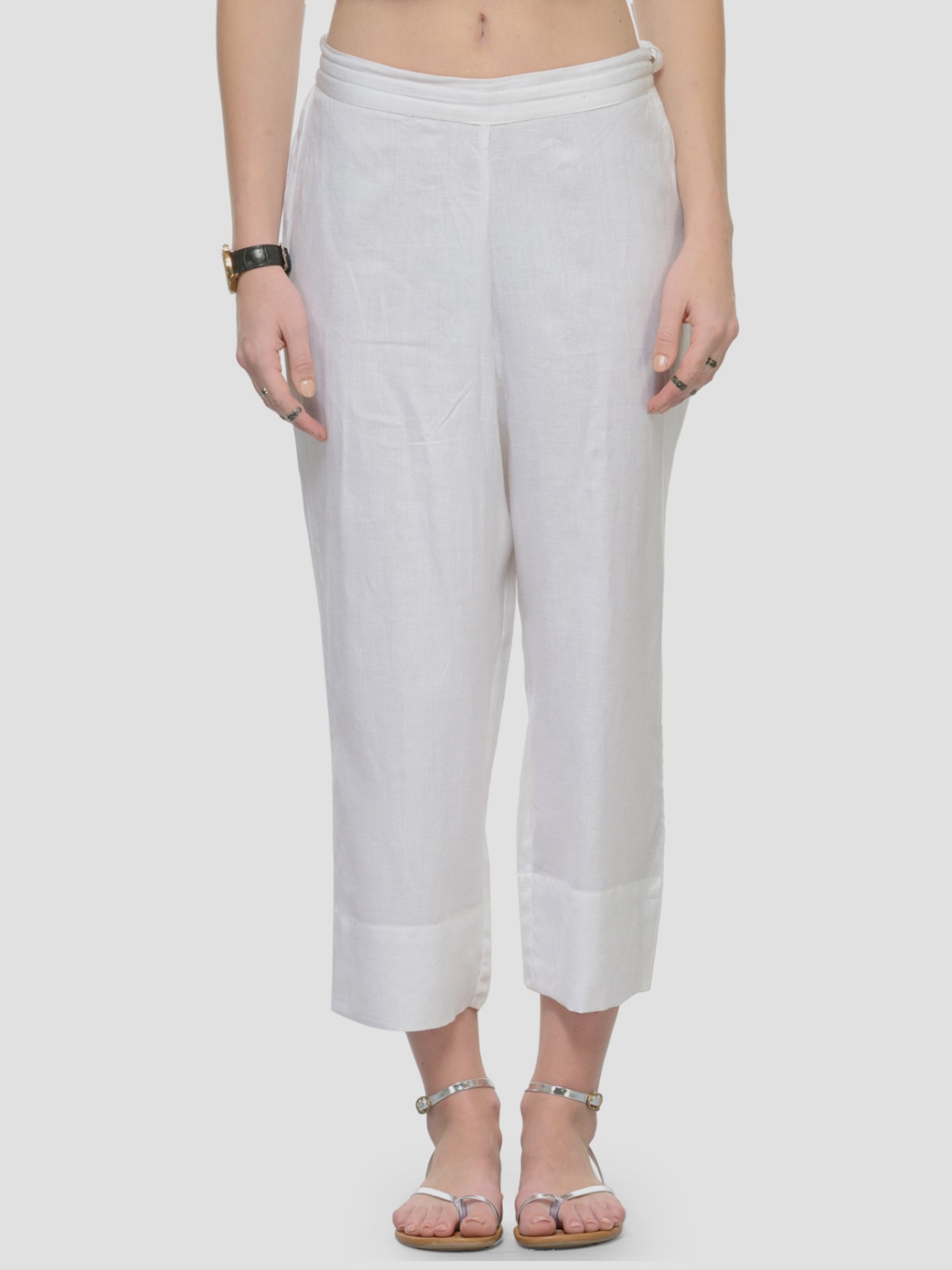KSUT White Regular Fit Pants
