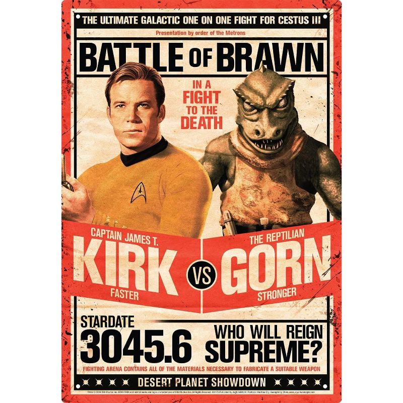 NMR Distribution Star Trek Kirk vs Gorn 8 x 11.5 Inch Tin Sign