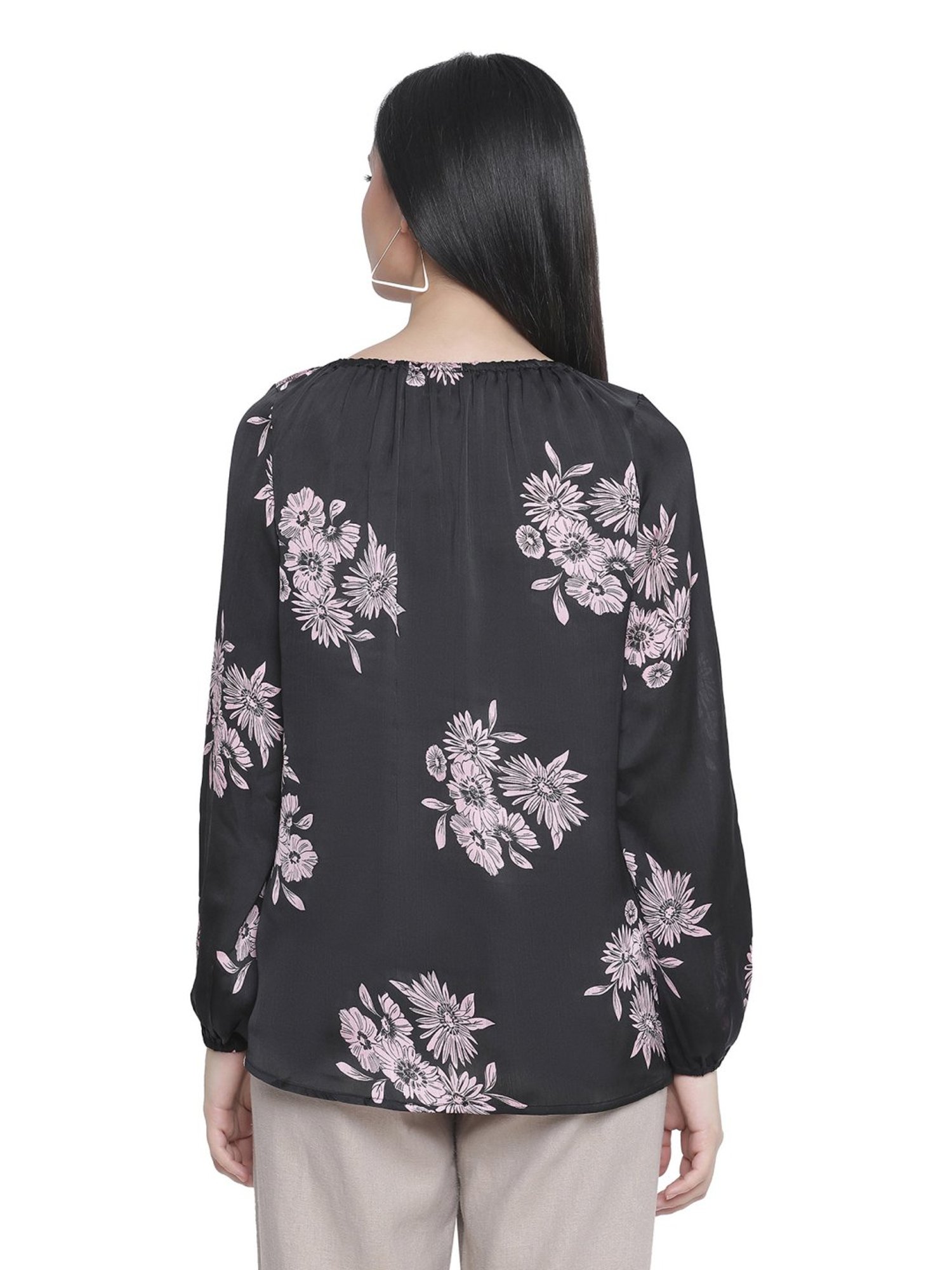 Oxolloxo Black Floral Print Maternity Tunic
