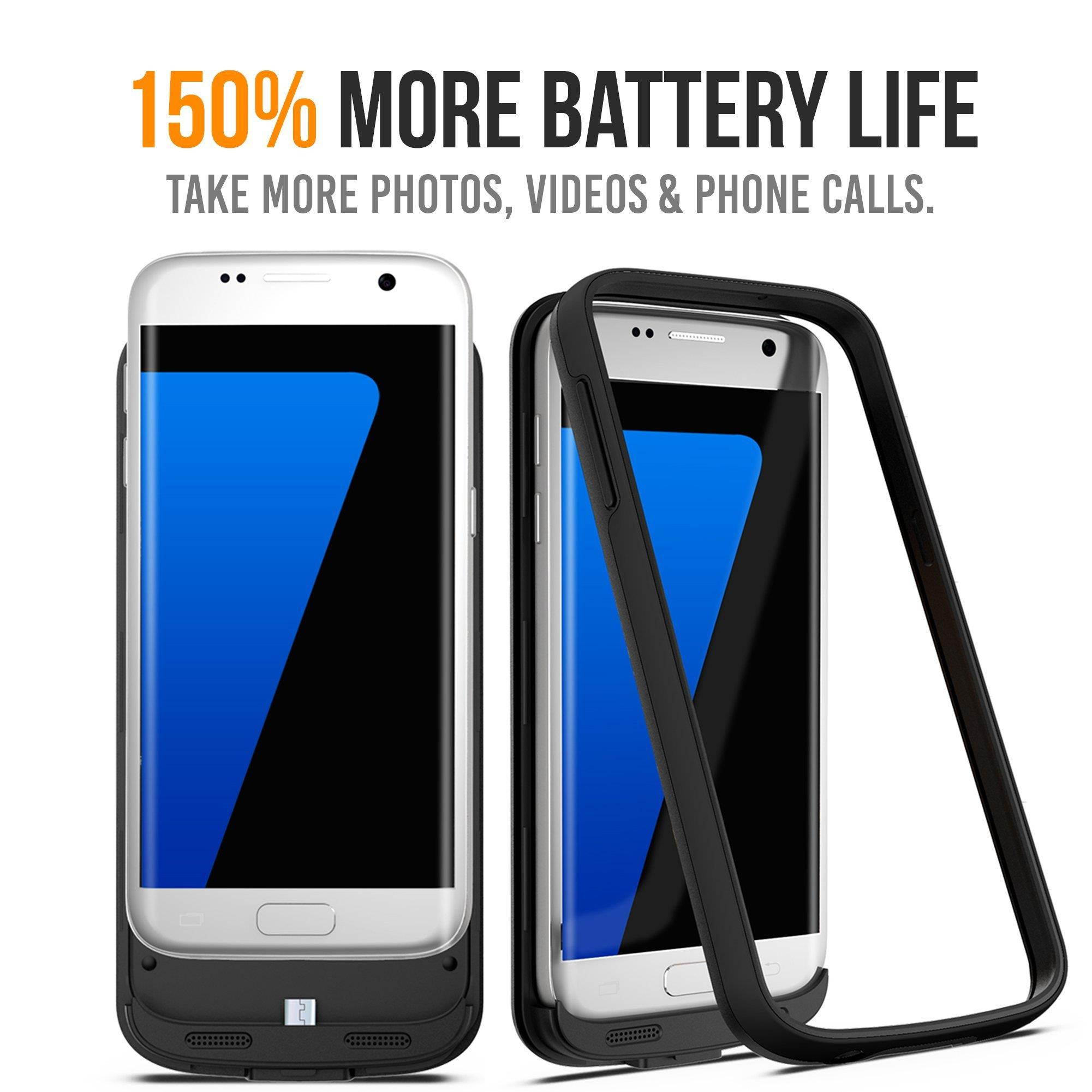 Alpatronix Galaxy S7 Battery Case, 4500mAh Slim Portable Protective Extended Charging Cover Rechargeable External Backup Charger Compatible with Samsung Galaxy S7 (5.1 inch) BX420 - (Black)