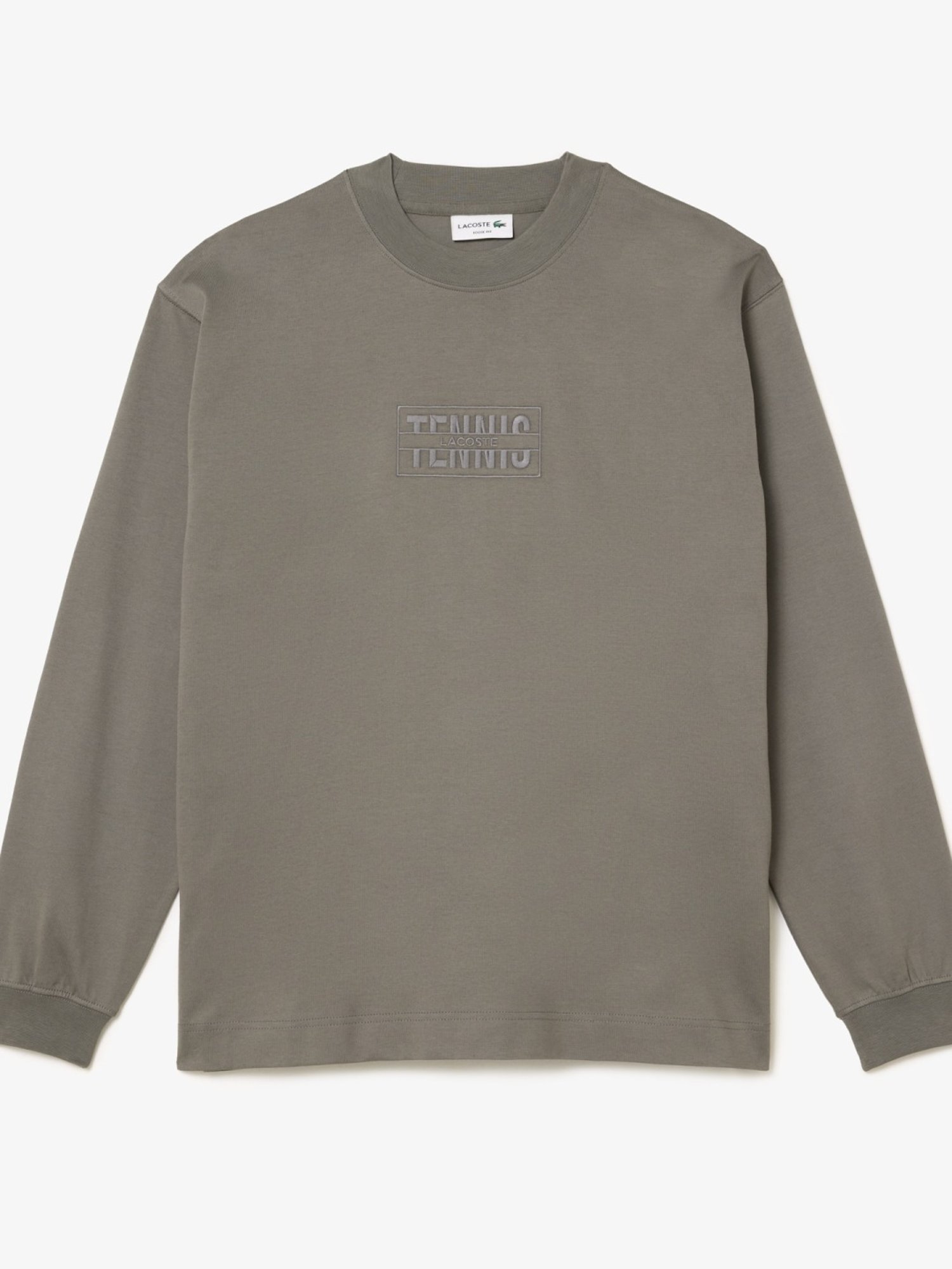 Lacoste Grey Cotton Loose Fit Self Pattern T-Shirt