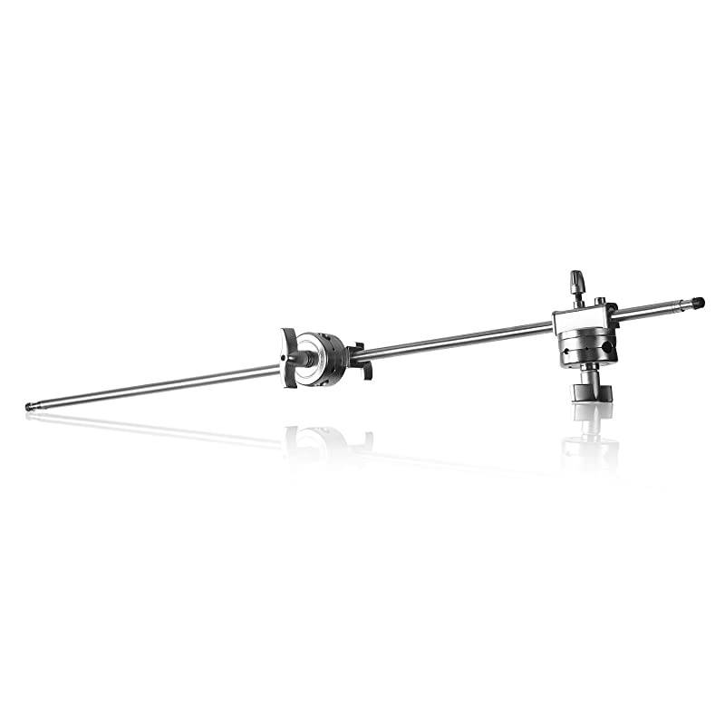 Pro 100% Stainless Steel Heavy Duty C Stand with Boom Arm - Max Height 11ft/331cm Photography Light Stand with 4ft/120cm Holding Arm, 2 Grip Head for Studio Monolight, Softbox, Reflector