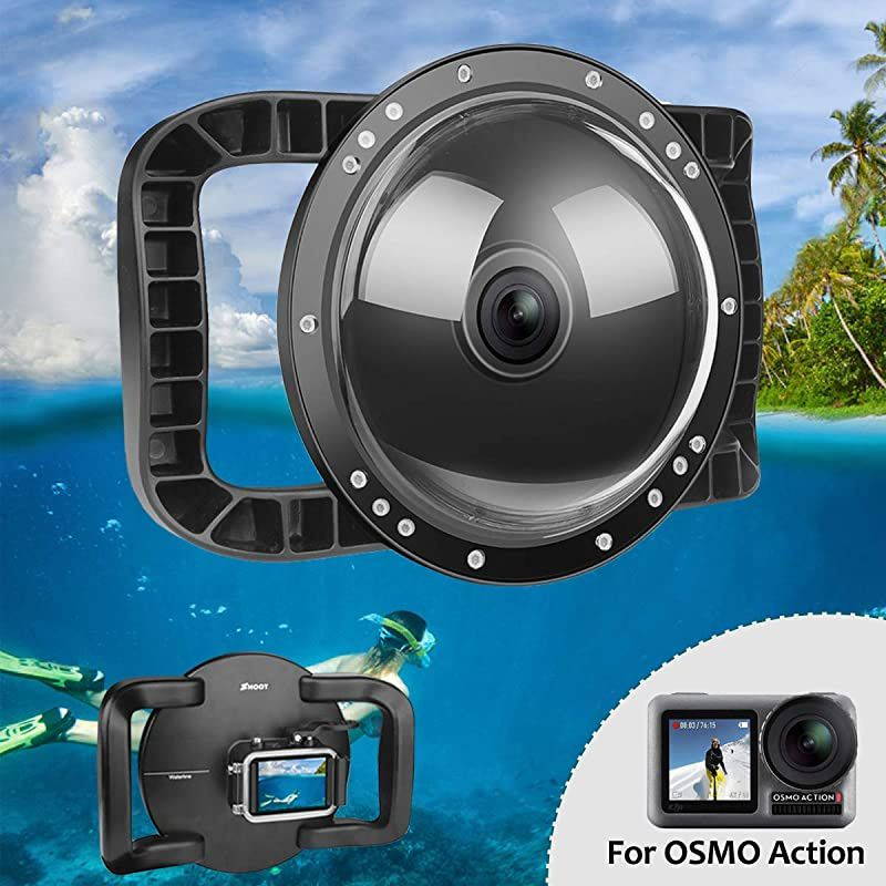 Underwater Dome for DJI OSMO Action Camera Dual Handheld Tray Dome Port Housing Case Up to 45m147ft Waterproof Diving Photography Accessories