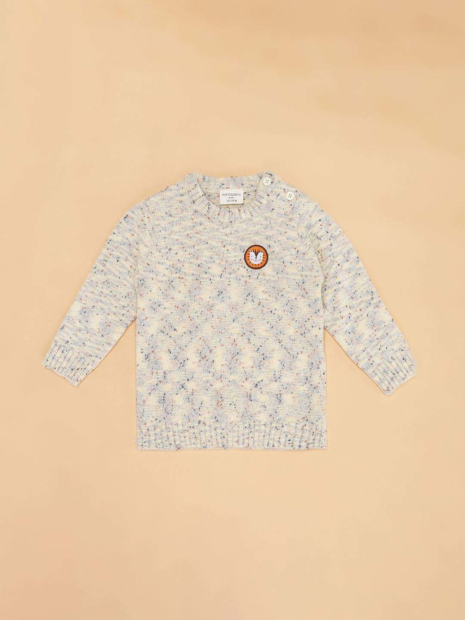 MINIKLUB Girls Green Self Design Full Sleeves Sweater