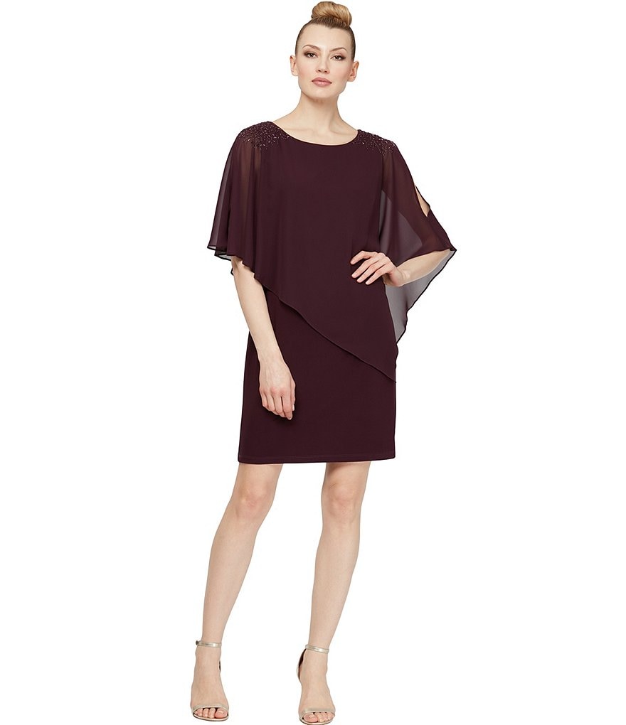 Marina Sequin Lace Round Neck 3/4 Sleeve Sheath Dress