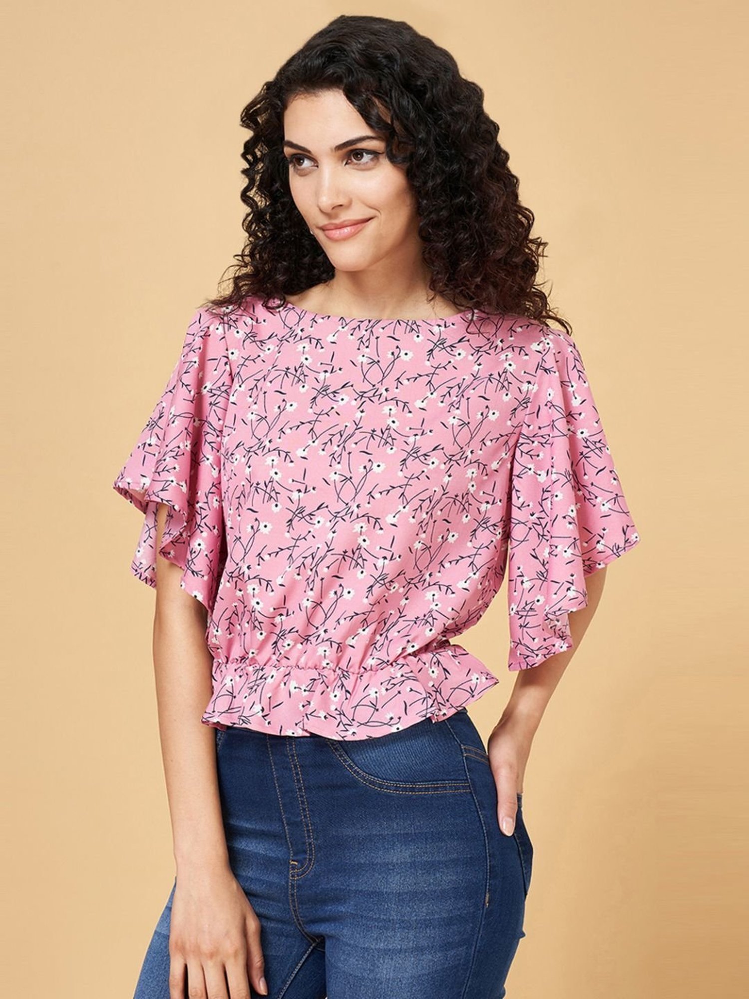 YU by Pantaloons Pink Printed Top