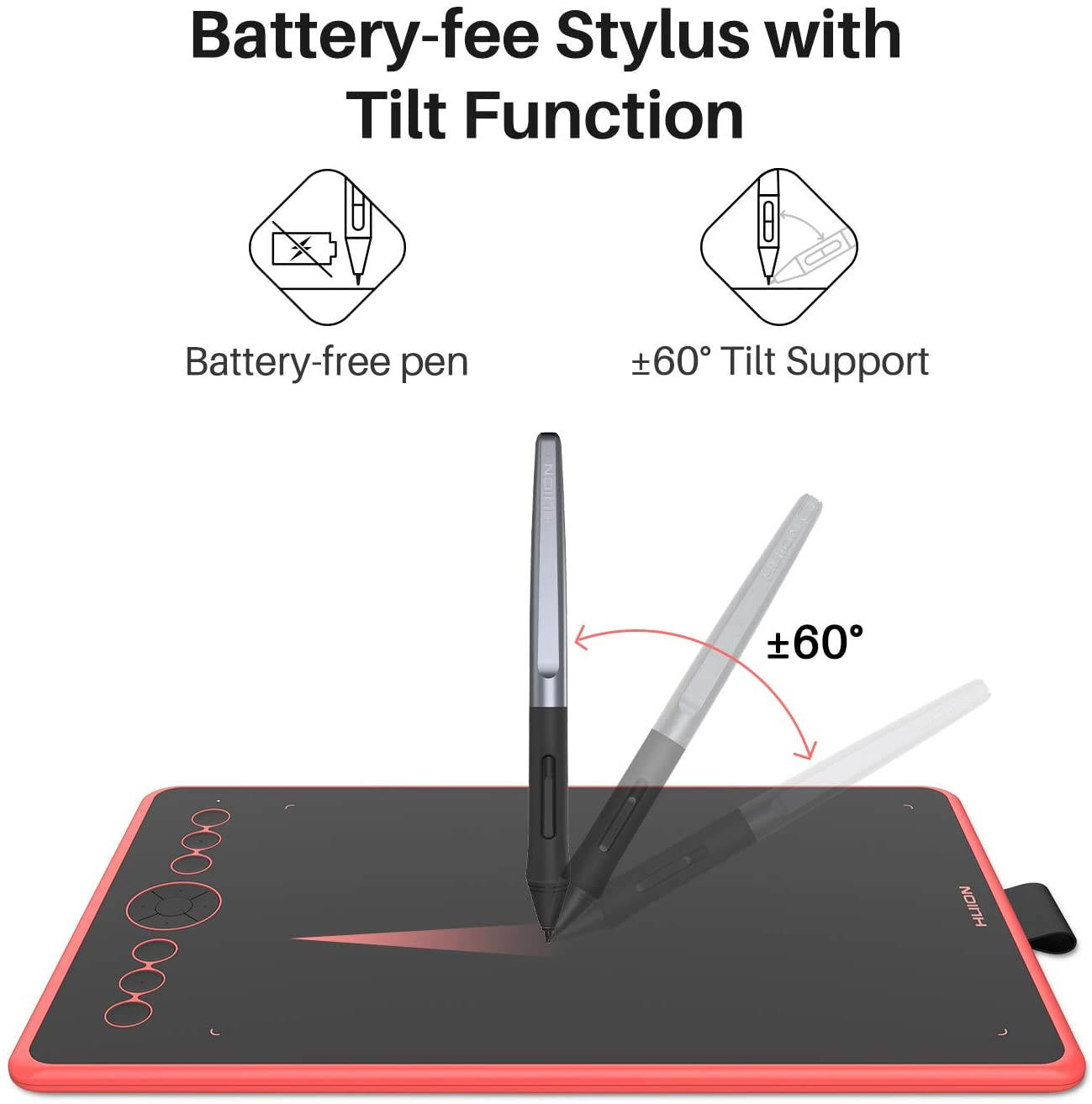 HUION Inspiroy Ink H320M Graphics Drawing Tablet, Dual-Purpose LCD Writing Tablet 8192 Pen Pressure Battery-Free Stylus Tilt Function Android Supported with Sleeve Bag (Coral Red)
