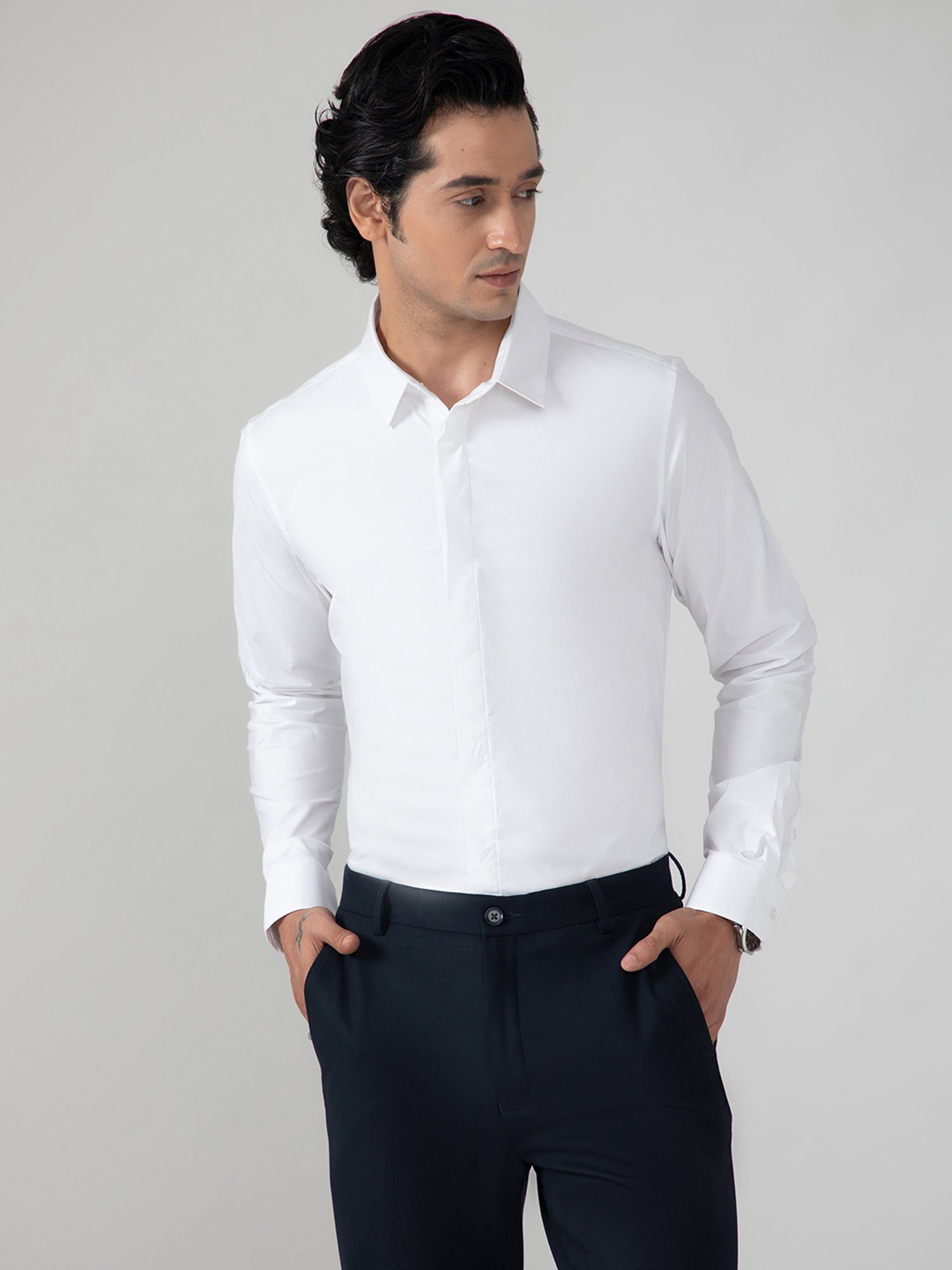 SUBTRACT White Slim Fit Shirt