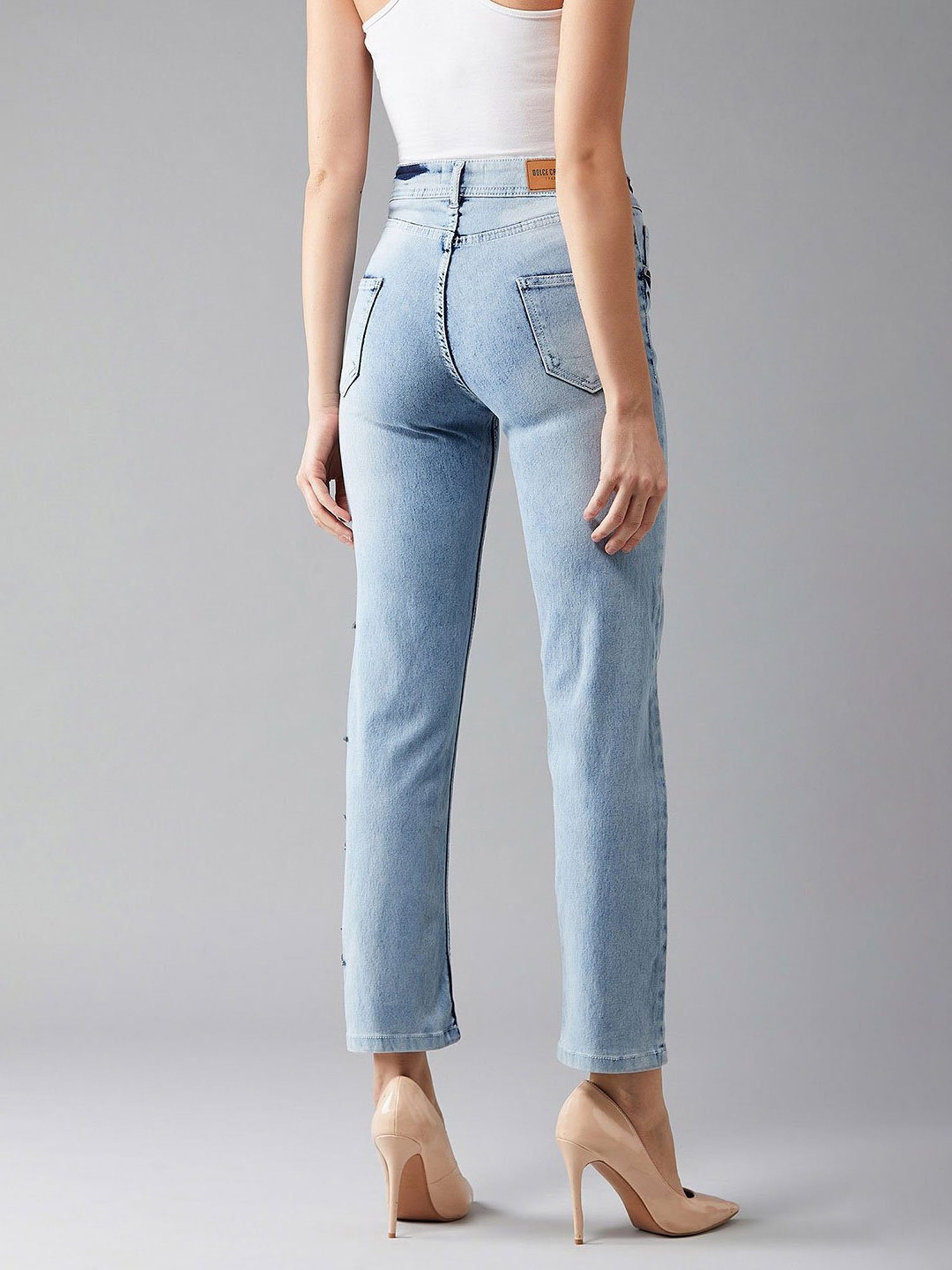 DOLCE CRUDO Light Blue Embroidered Jeans