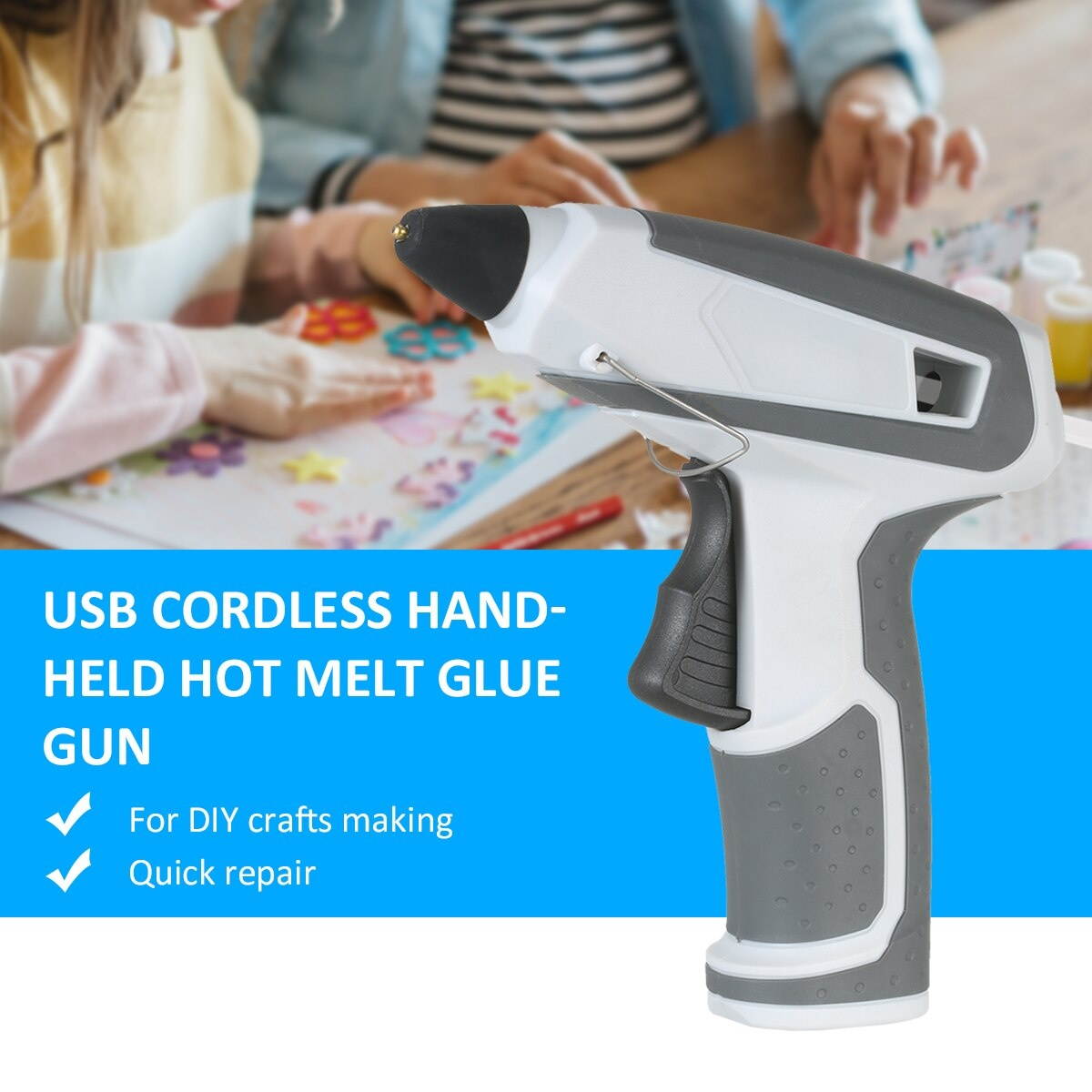 Cordless Hot Melt Glue Gun Portable Lightweight Compact Electric Glue Gun Heating Tool for DIY Arts Craft Repair