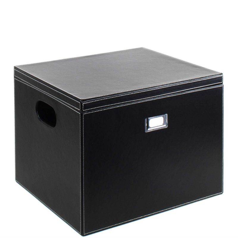 G.U.S. Decorative Office File and Portable Storage Box For Hanging Folders Letter Or Legal, Black