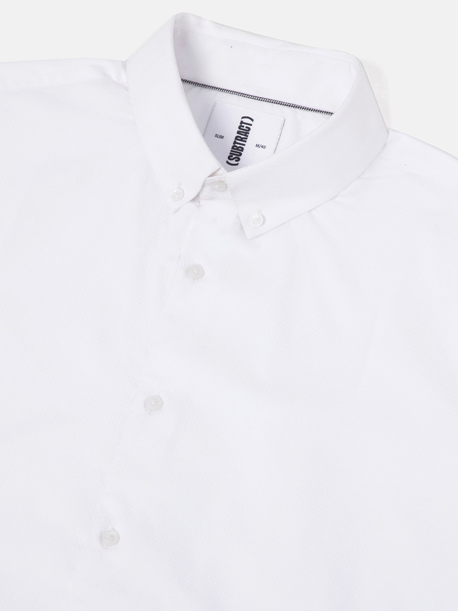 SUBTRACT White Slim Fit Self Design Shirt