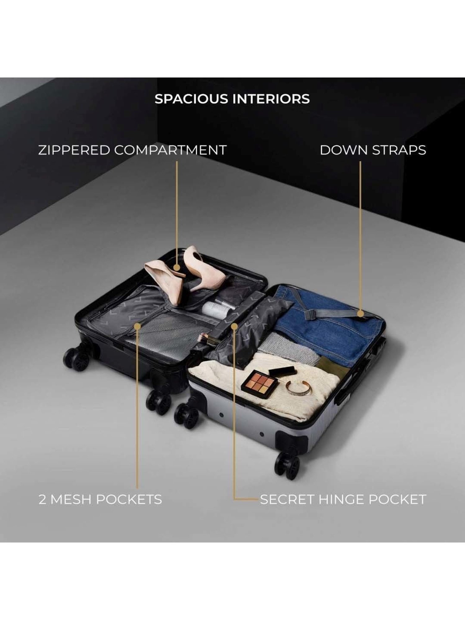 Skybags Salsa Red Solid Hard Medium Trolley Bag - 46 cm