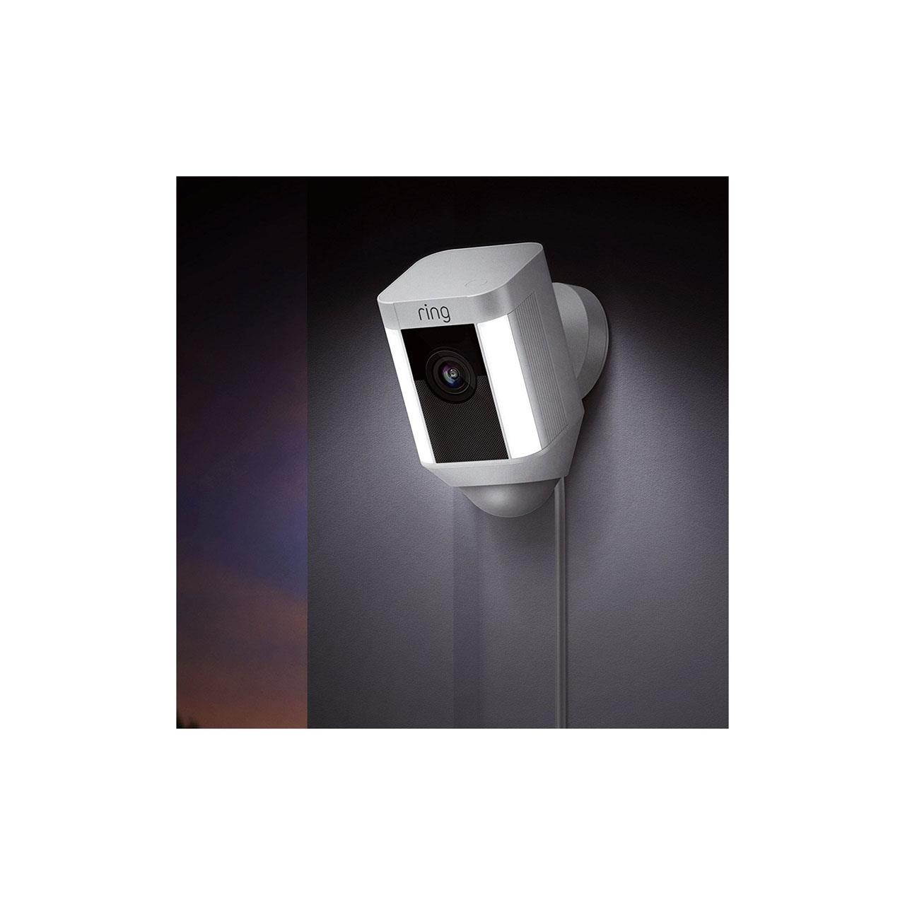 Ring Indoor/Outdoor 1080HD Wired Security Camera with LED Spotlight, White