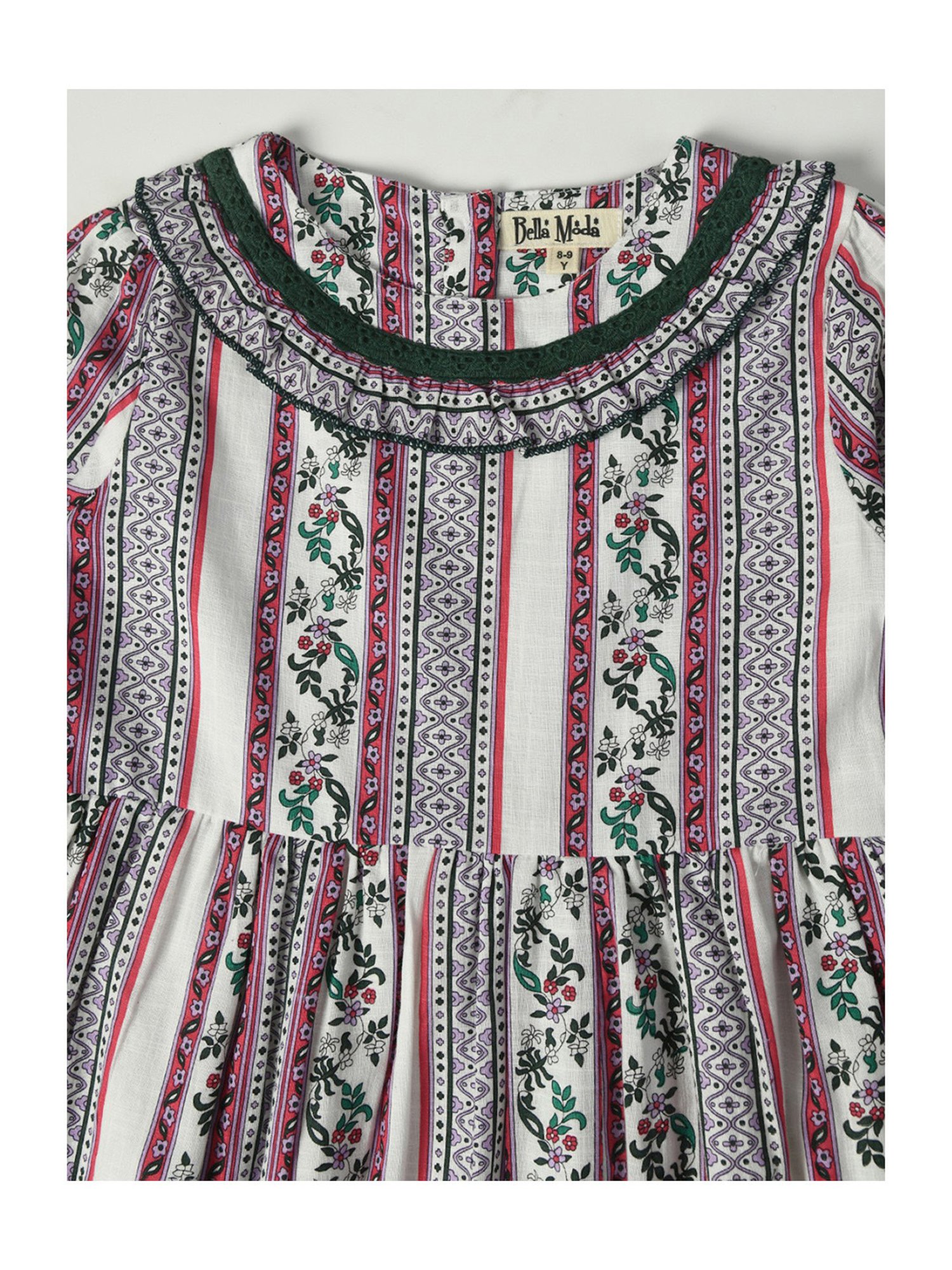 Bella Moda Kids Multicolor Floral Print Full Sleeves Fit & Flare Dress