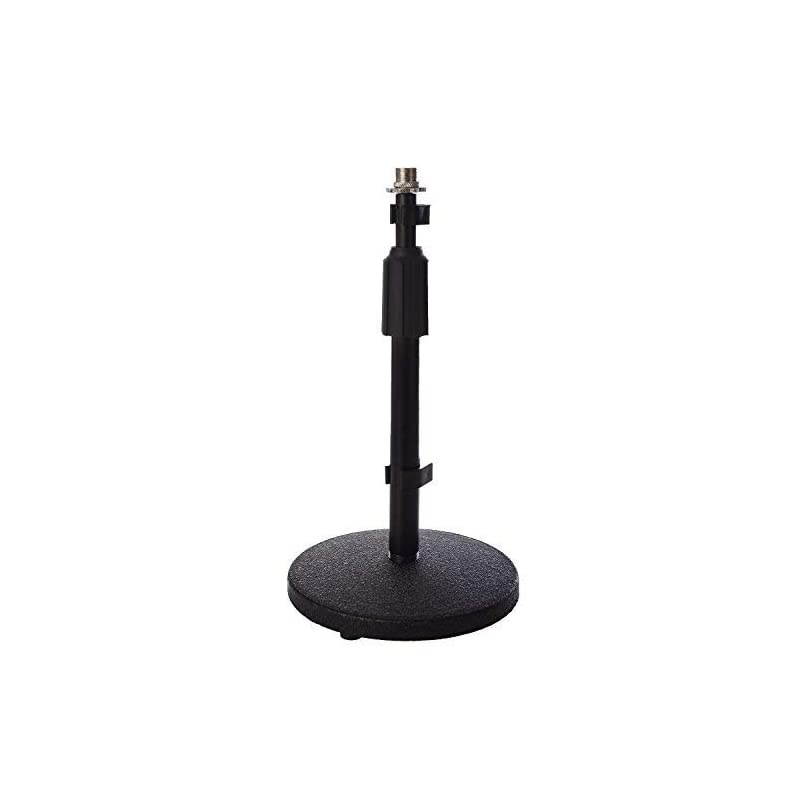 Desktop Microphone Stand 9 14 Adjustable Height Desk Mic Holder Weighted Cast Iron Base 38 58 adapter screw Table Top Non slip Rubber Feet