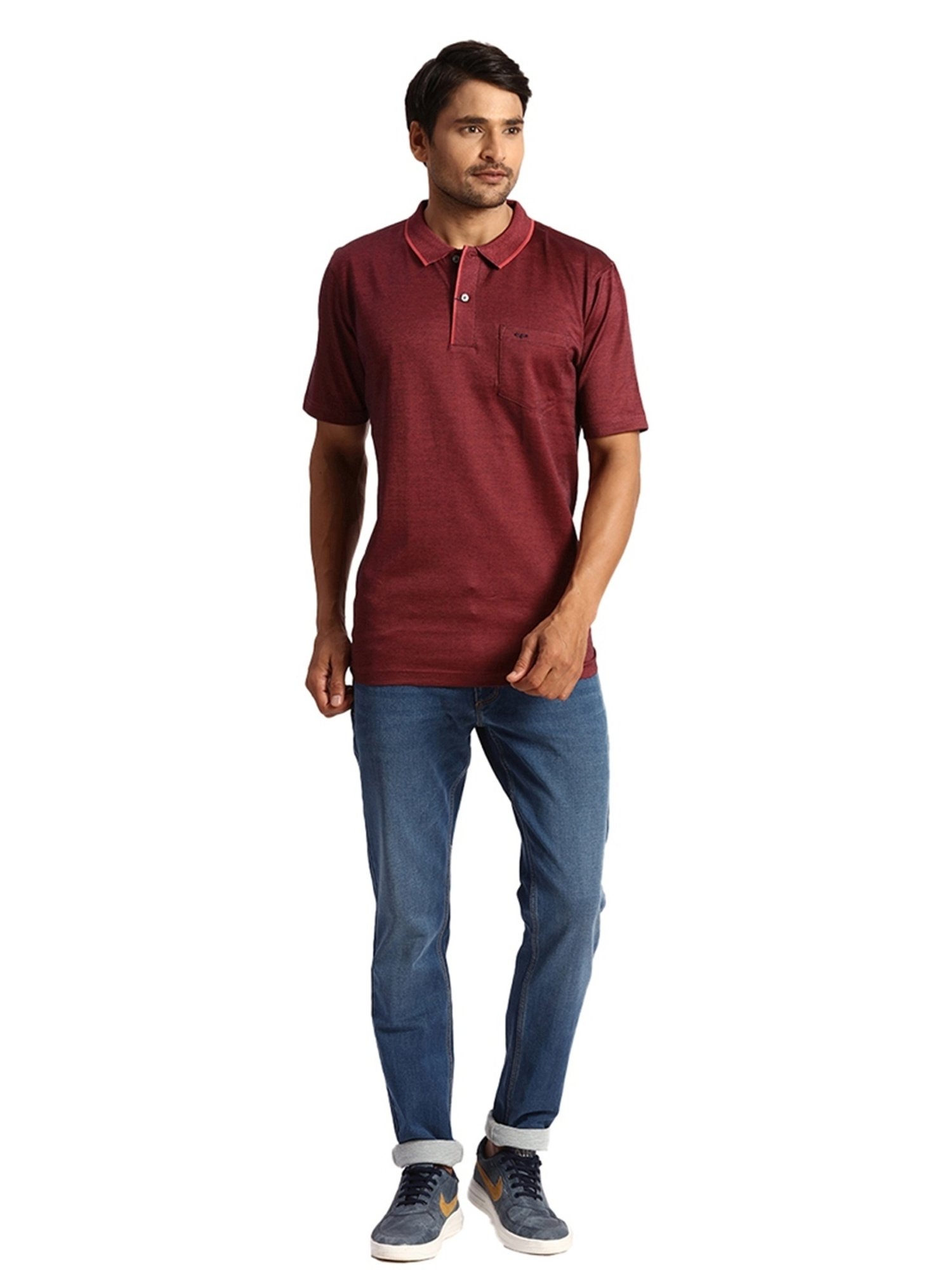 ColorPlus Orange Cotton Classic Fit Polo T-Shirt