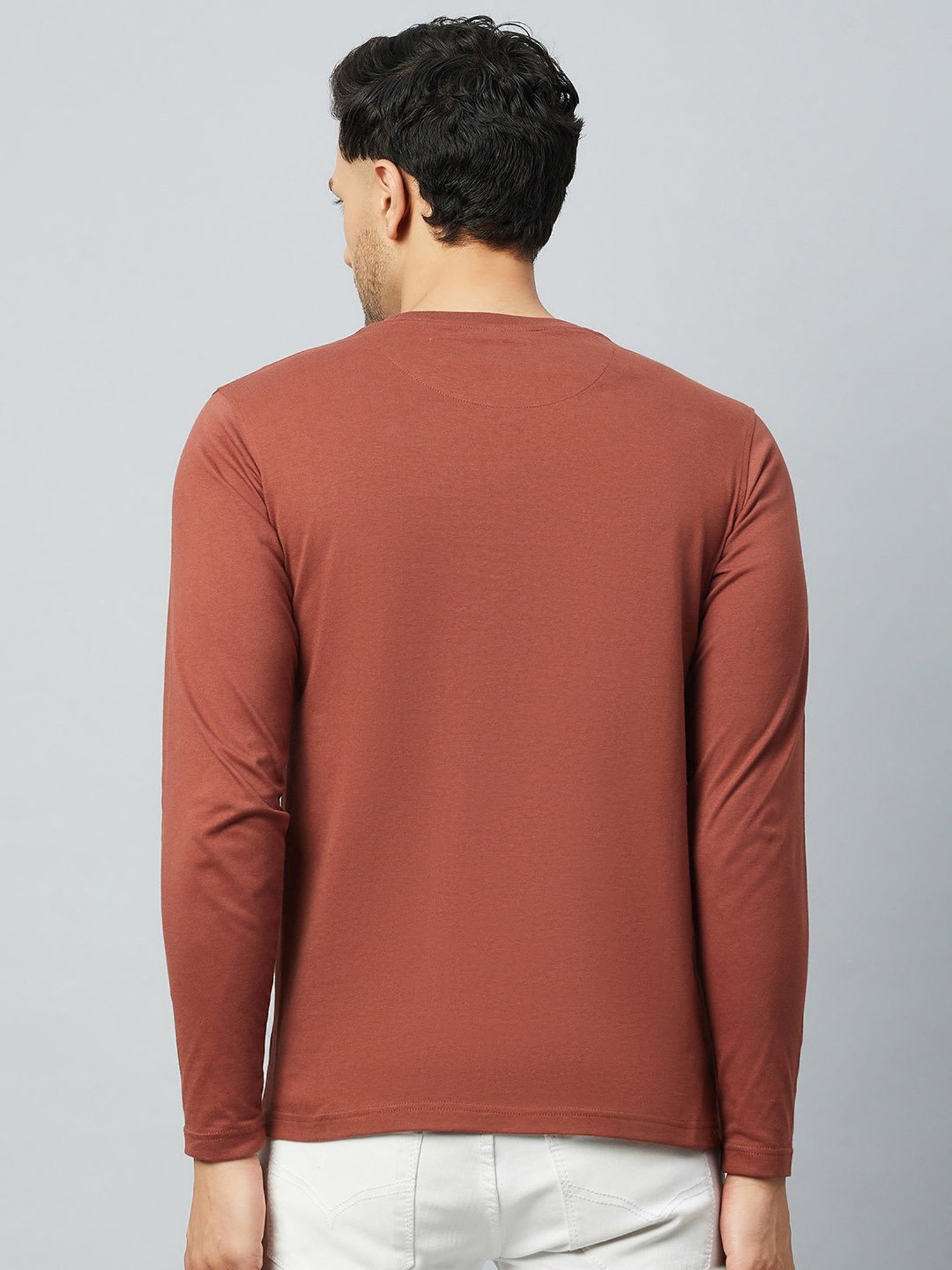 Club York Brown Regular Fit Printed Crew T-Shirt