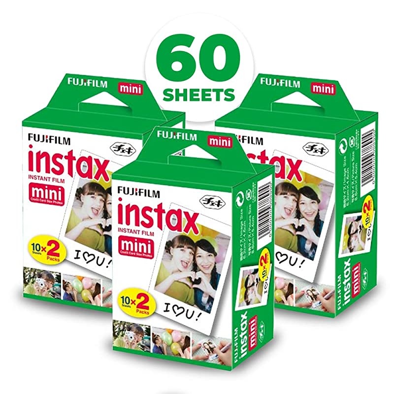Instax Mini 11 Instant Camera Sky Blue 16654762 + 3 Packs  Instax Mini Twin Pack Instant Film 16437396 + Batteries + Case Cloth