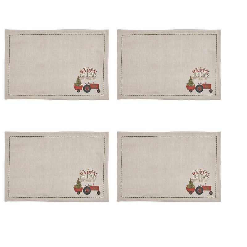 Park Designs Over The River Tractor Placemat Set - Off-White
