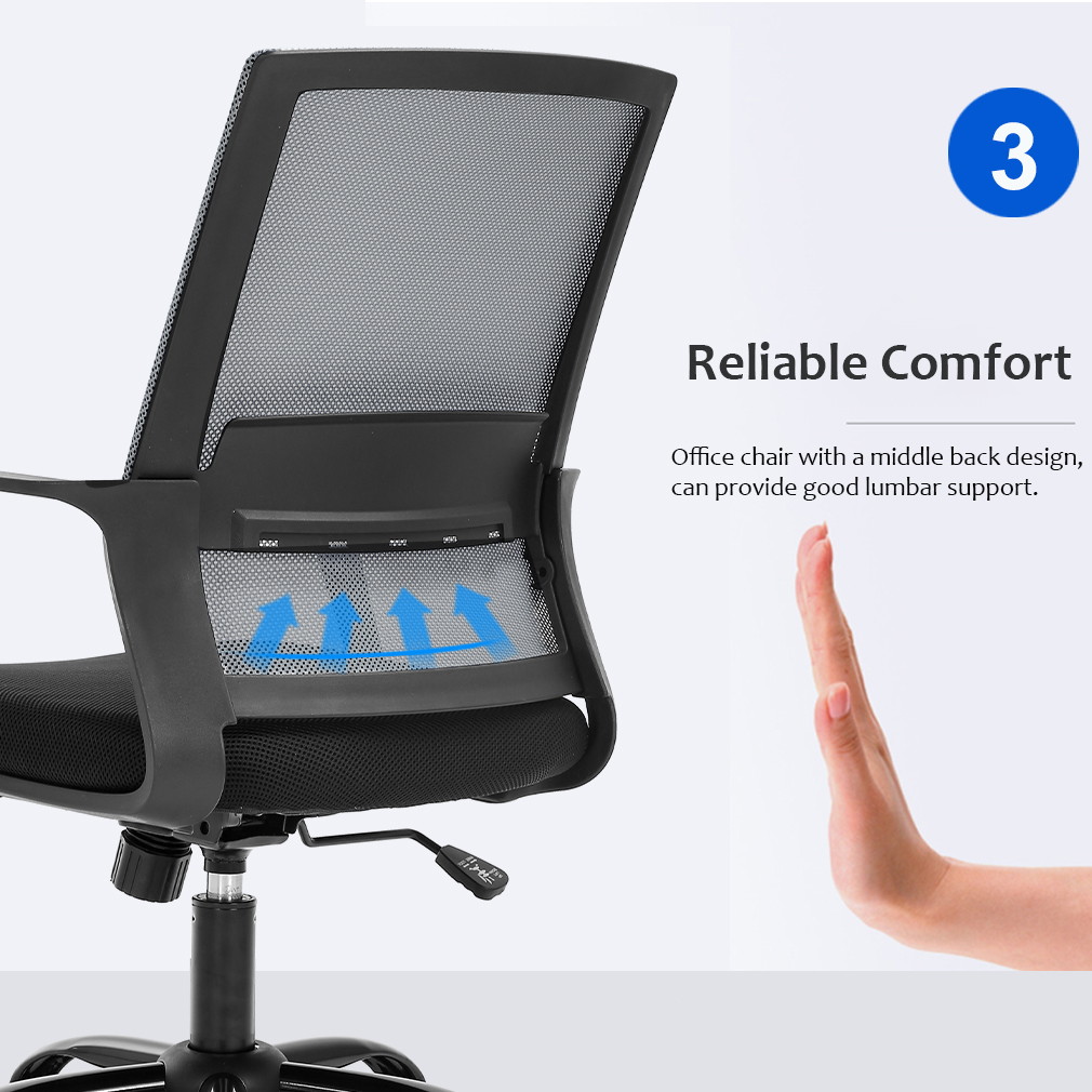 Home Office Chair Ergonomic Cheap Desk Chair Swivel Rolling Computer Chair Executive Lumbar Support Task Mesh Chair Adjustable Stool for Women Men, Grey