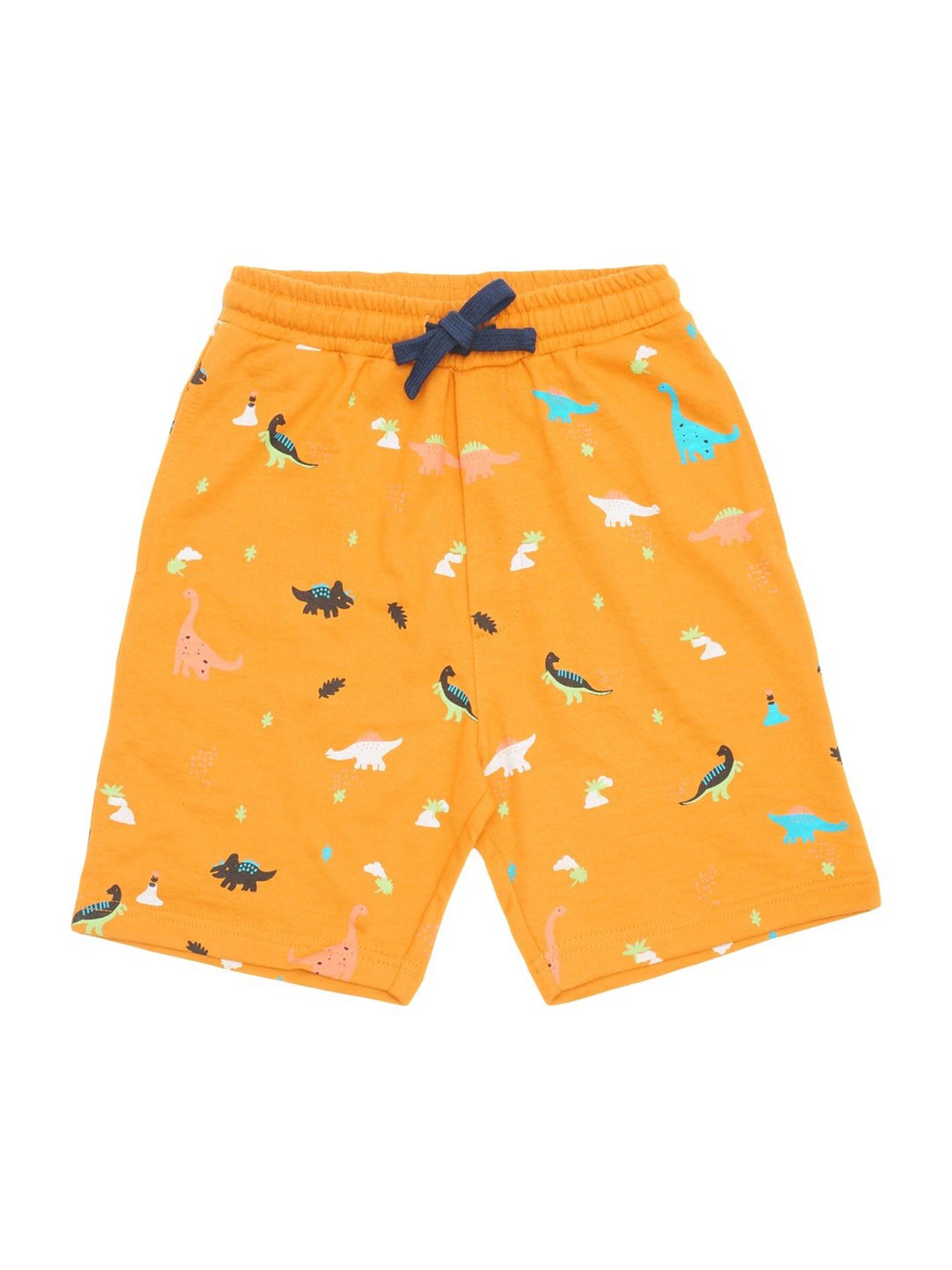 Li'l Tomatoes Kids Mustard Cotton Printed Shorts
