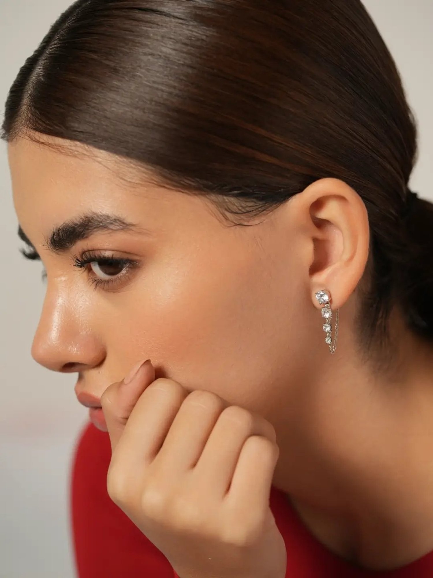 Mabel 92.5 Sterling Silver 4 Solitaire String Drop Earrings for Women