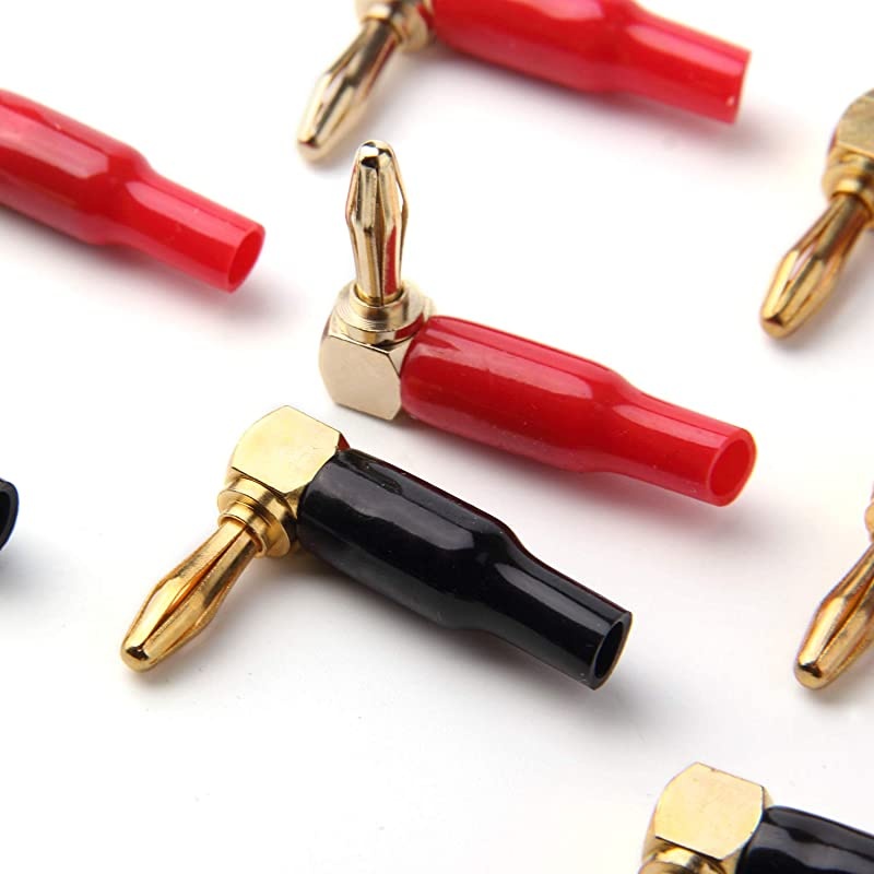 10pcs Right Angle Speaker Plugs 4mm016quot 90 Degree Speaker Connector Right Angle Banana Plugs for Speaker Wire Red and Black by