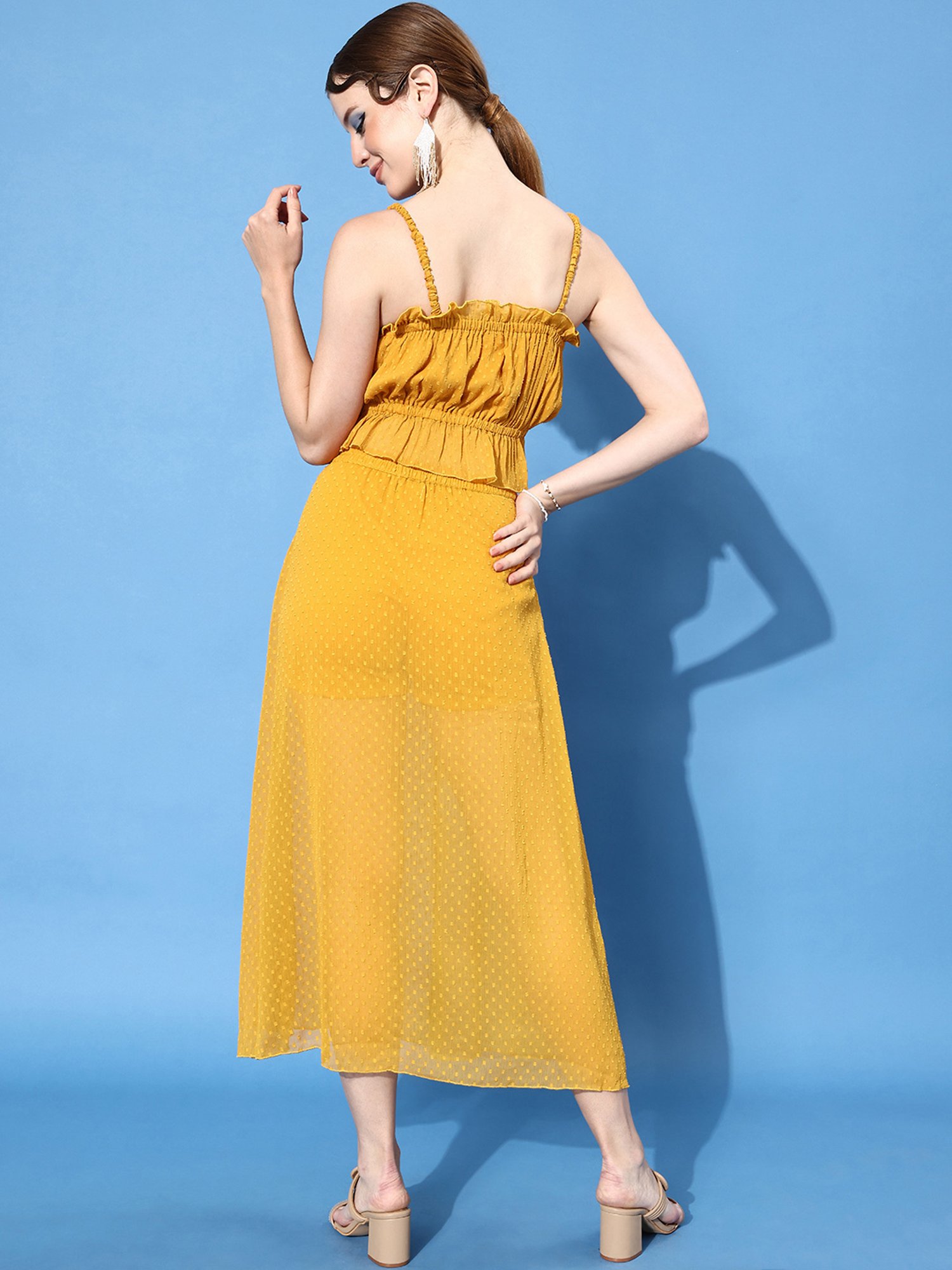 Anvi Be Yourself Mustard Self Print Skirt