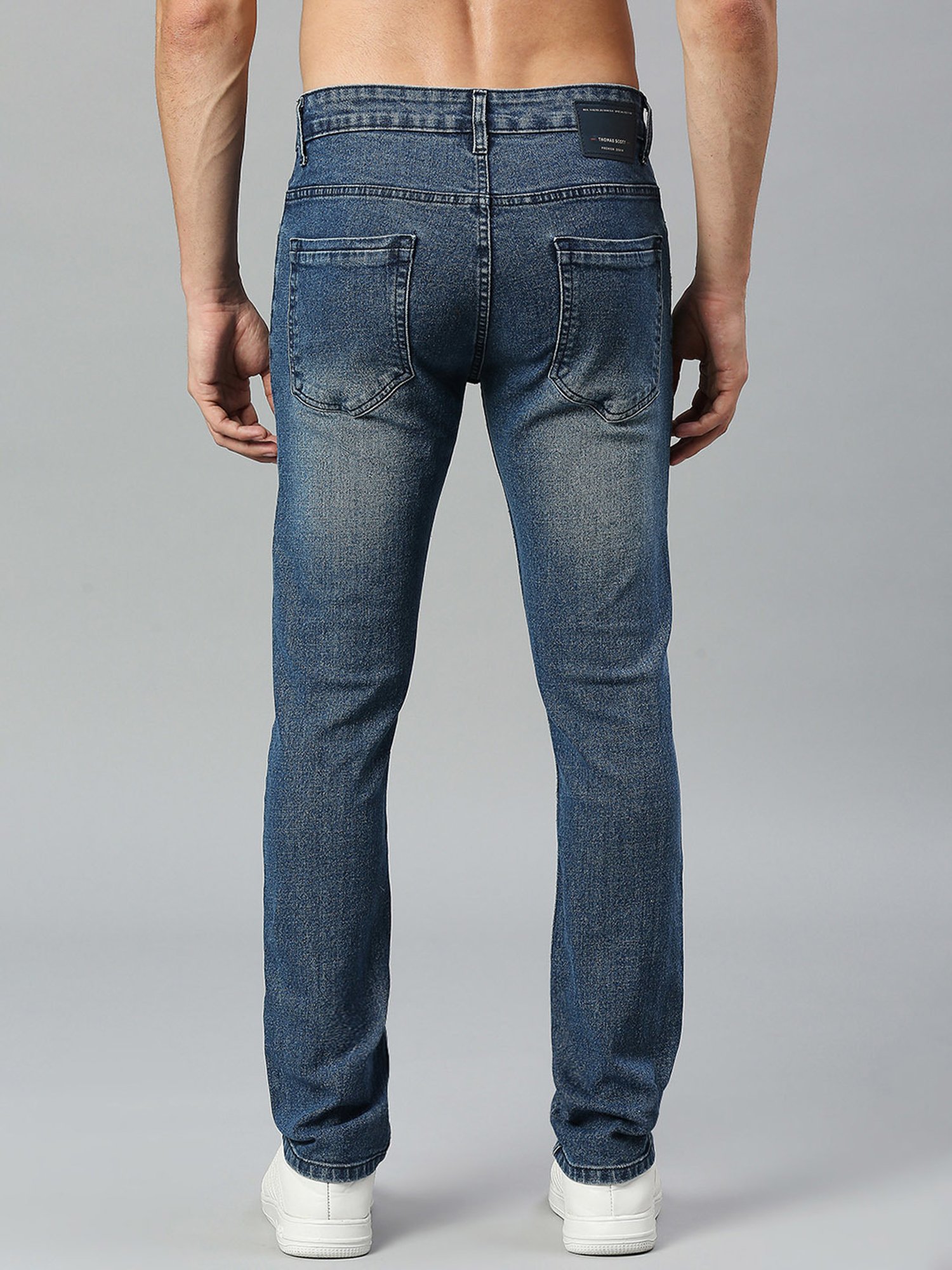 Thomas Scott Blue Slim Fit Heavily Washed Jeans
