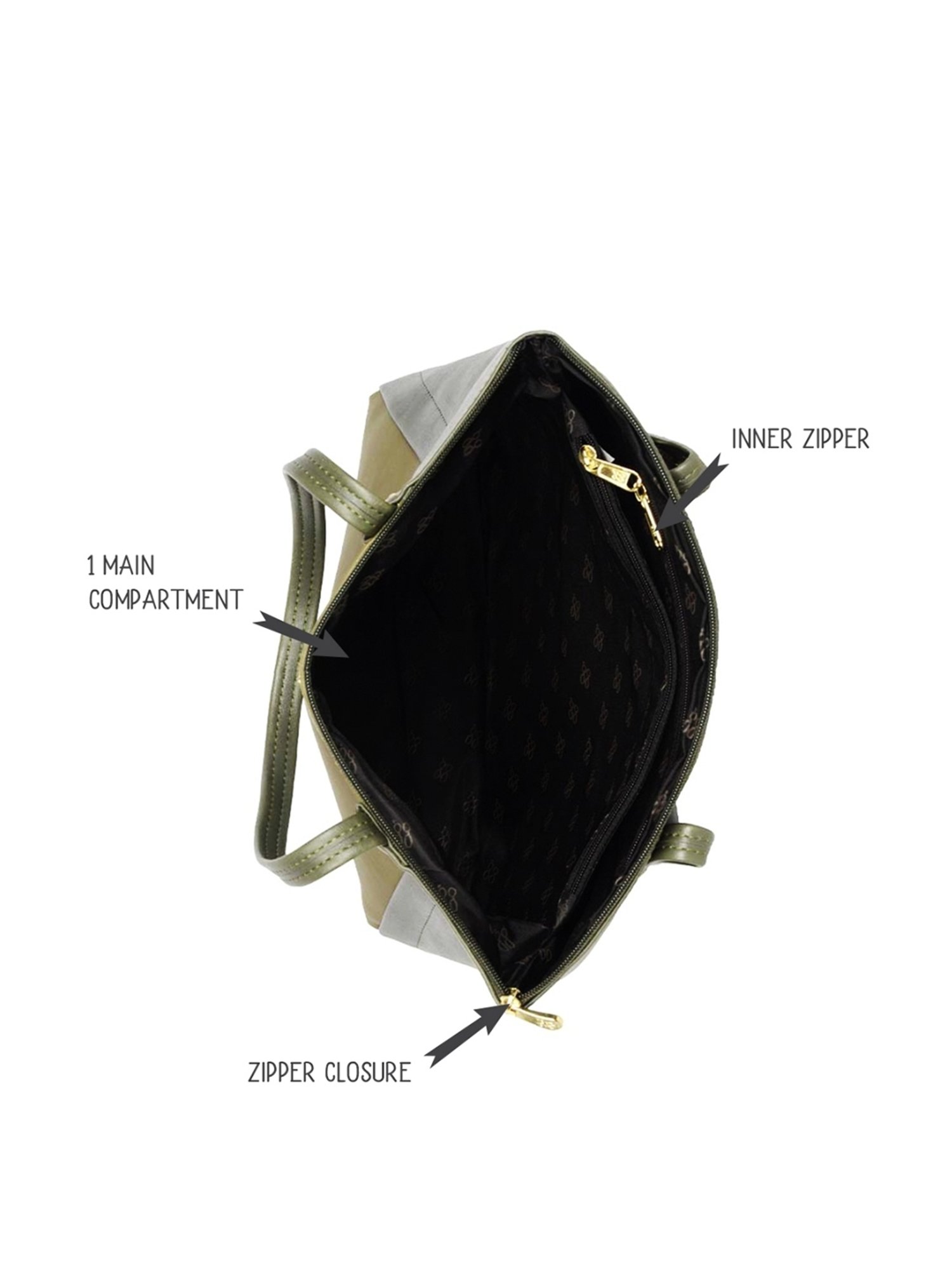 Baggit Olive Solid Large Tote Handbag