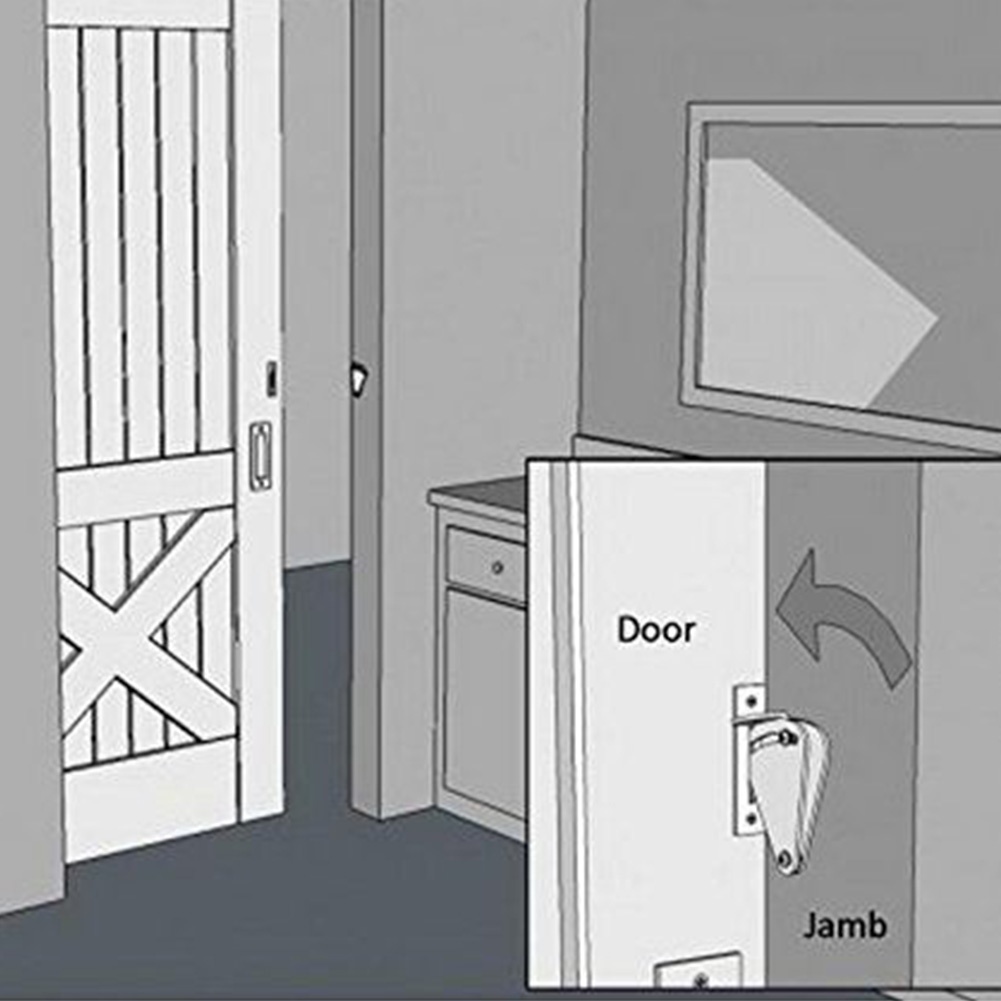 Sliding Door Lock Durable Stainless Steel Smooth Barn Home Appliance Hardware (Black)