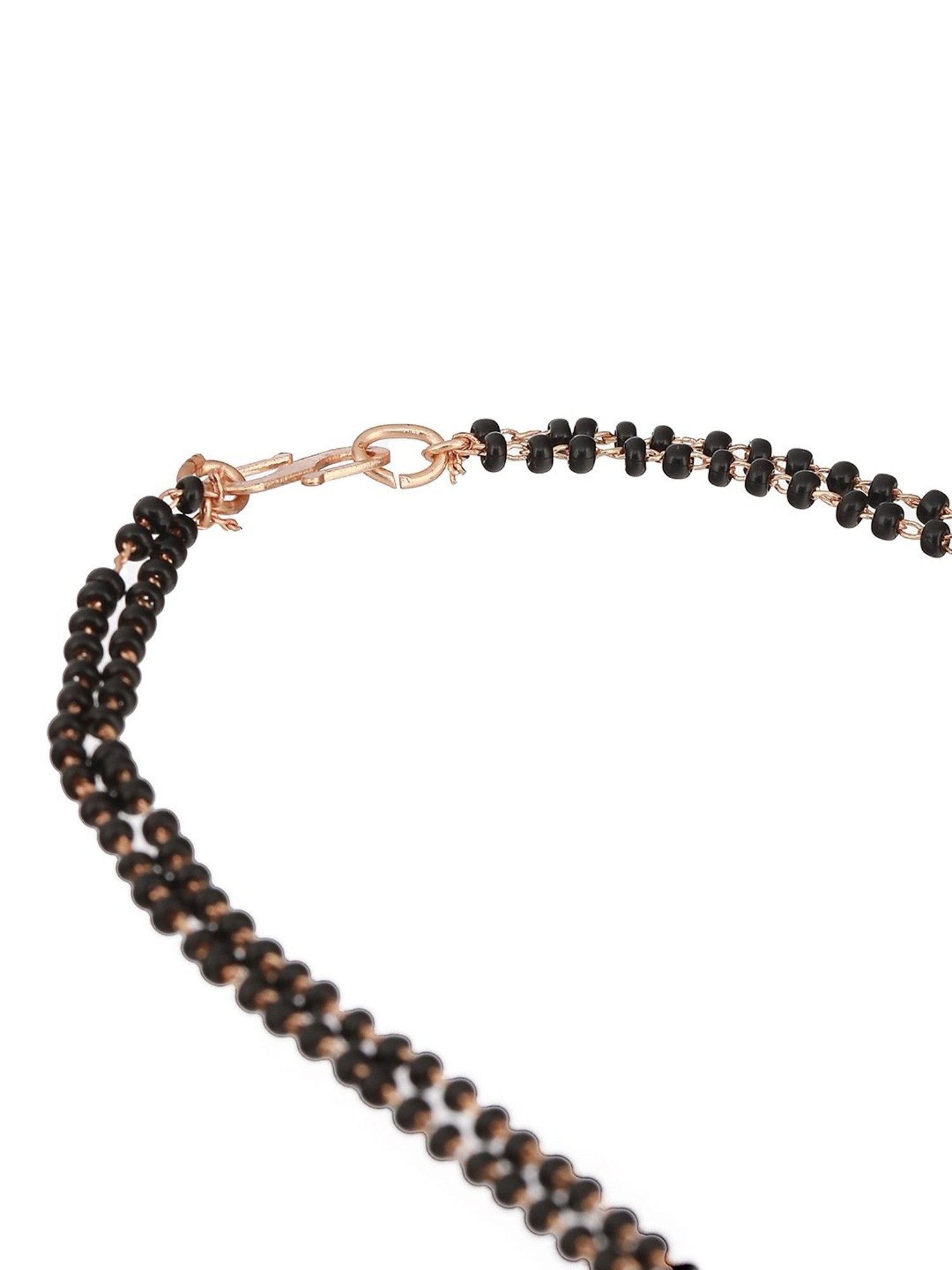 Abdesigns Gold-Plated American Diamond & Black Beaded Mangalsutra