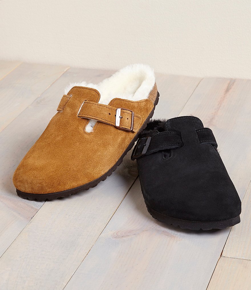 Birkenstock Women's Boston Suede Shearling-Lined Clogs