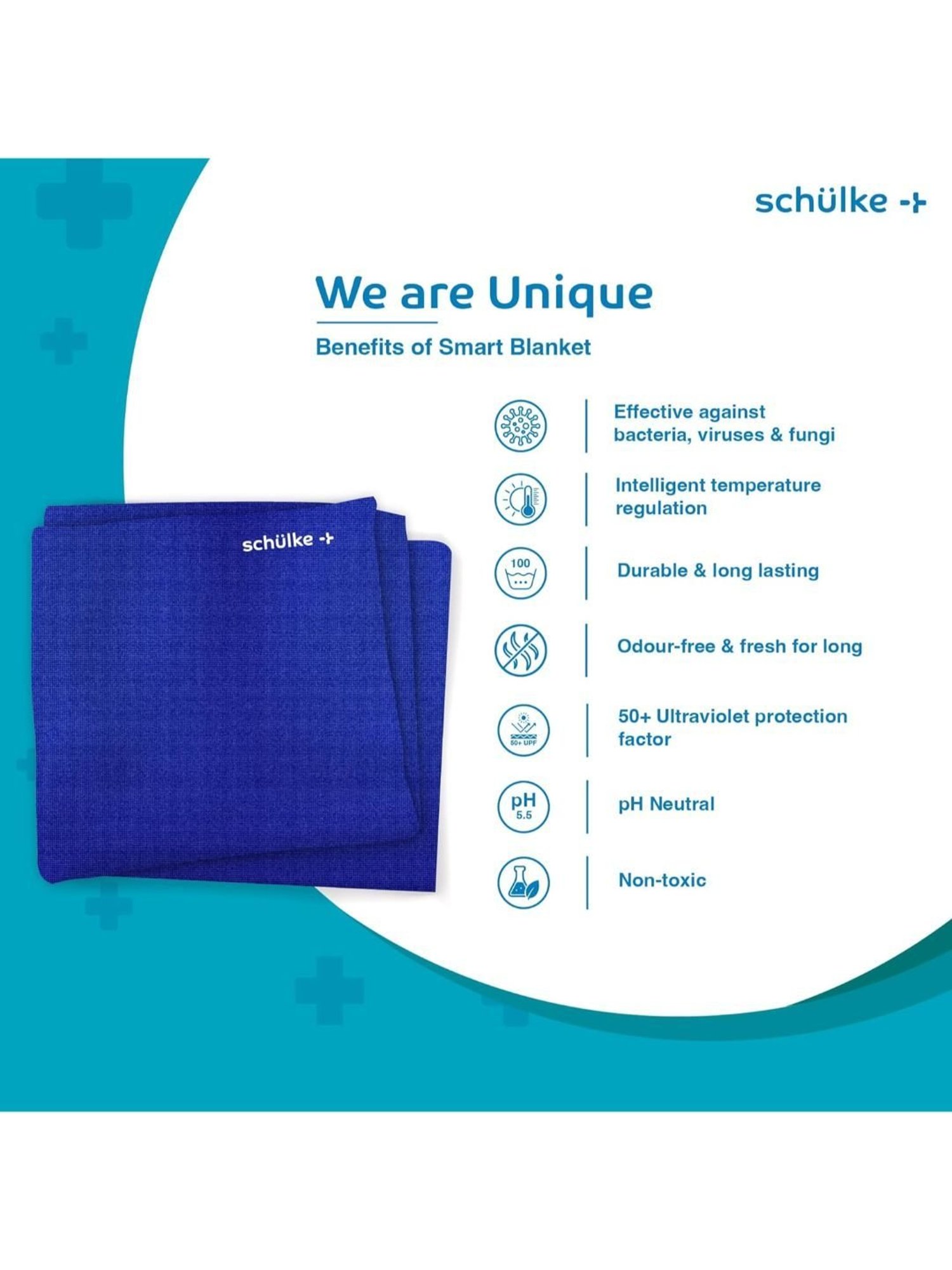Schulke Smart Patient Blanket Polyster Full Size with Antiviral, Antibacterial (Royal Blue)