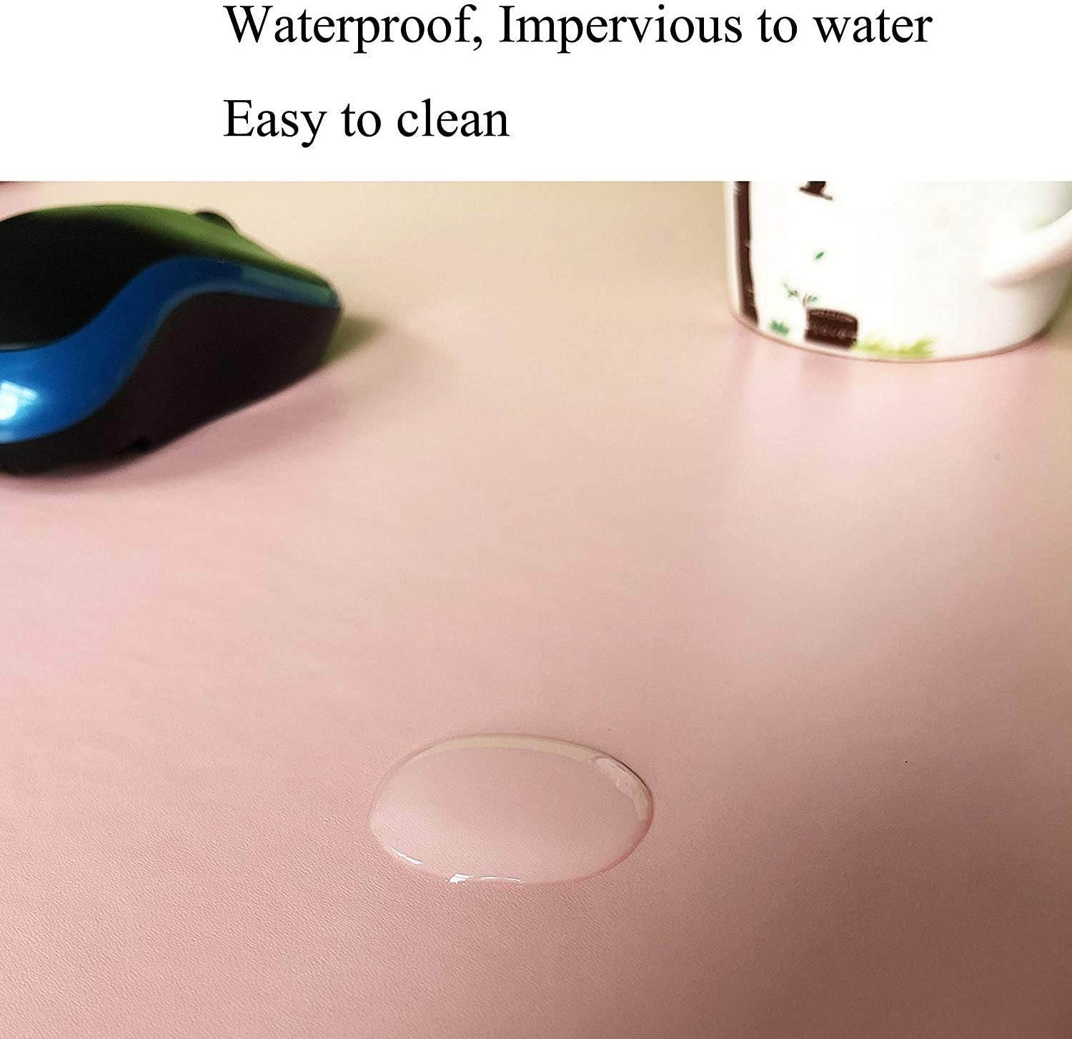 Non-Slip 35.4"x 18.9" Soft Leather Surface Office Desk Mouse Mat Pad with Full Grip Fixation Lip Table Blotter Protector(Gray)