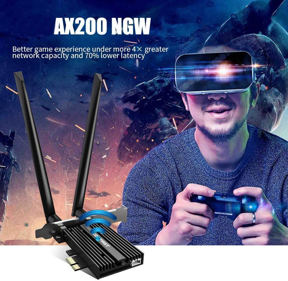 WiFi 6 WiFi Adapter AX200 Network Card with 5.0 Bluetooth, PCI-E Port Wireless Network Card 802.11AX200 x 2976Mbps Dual Antennas WiFi 6 Adapter, OFDMA Tech for Windows 10/Chrome OS/Linux