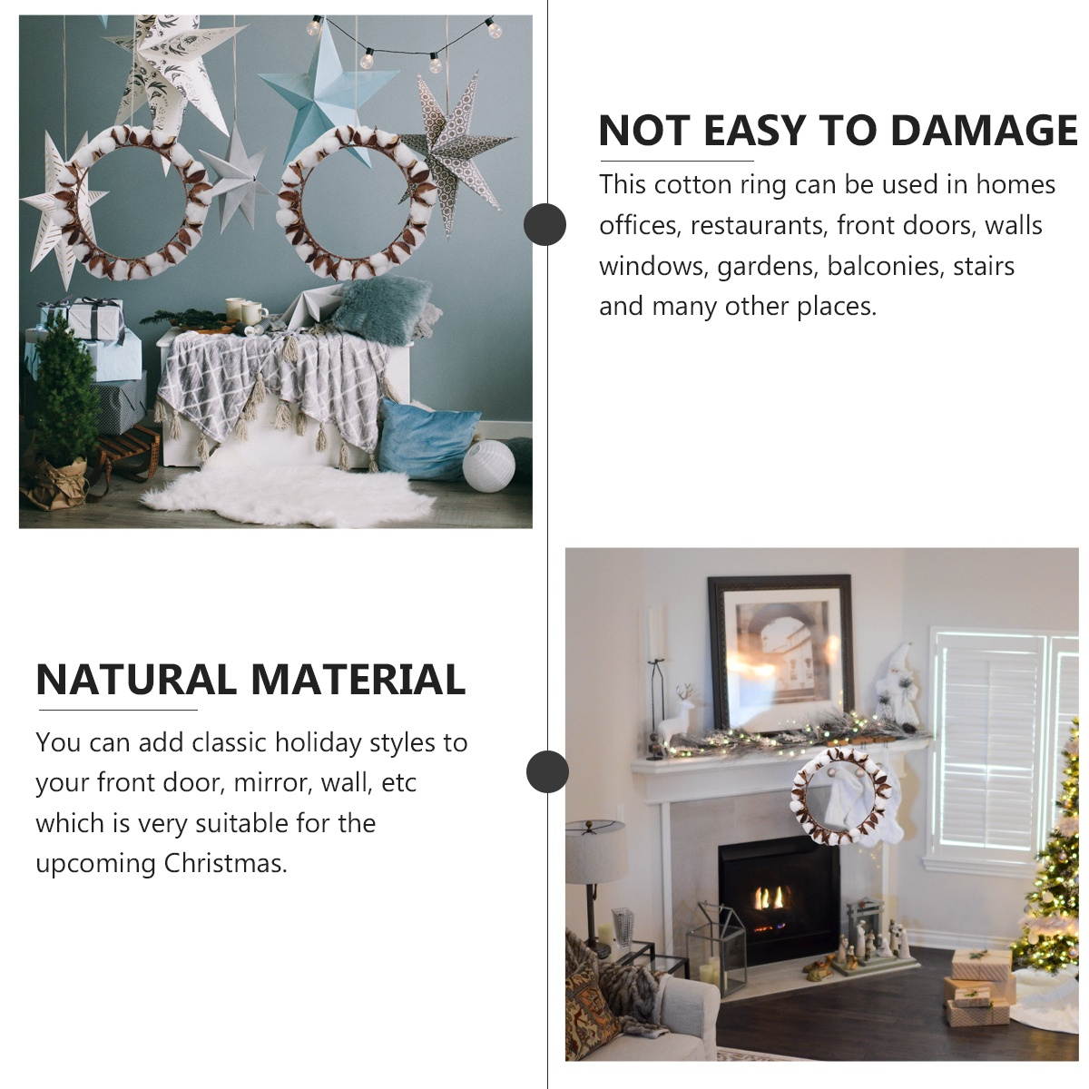 Natural Cotton Rattan Christmas Rattan Garland Garland Hanging Wreath Decor