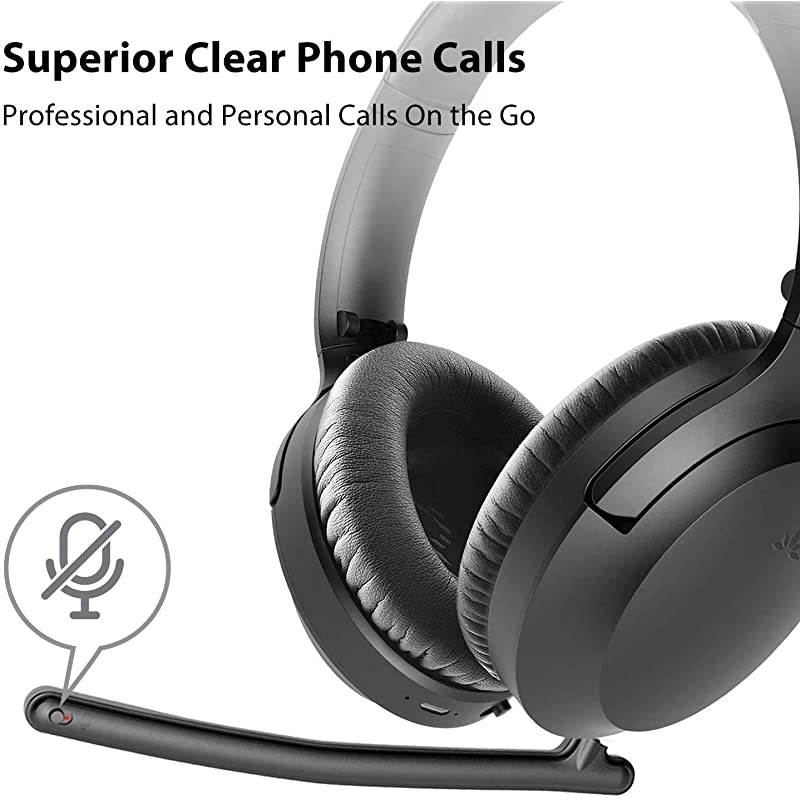 Aria Bluetooth Active Noise Cancelling Headphones with Boom Mic for PC Computer Phone Call Good Sound Replaceable Spacious Ear Pads 35H Wireless amp Wired ANC Over Ear Home Office Headset
