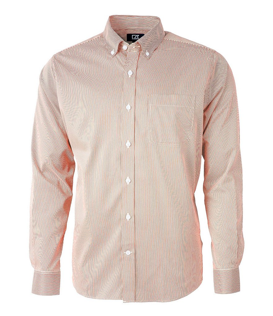 Cutter & Buck Versatech Pinstriped Long-Sleeve Dress Shirt