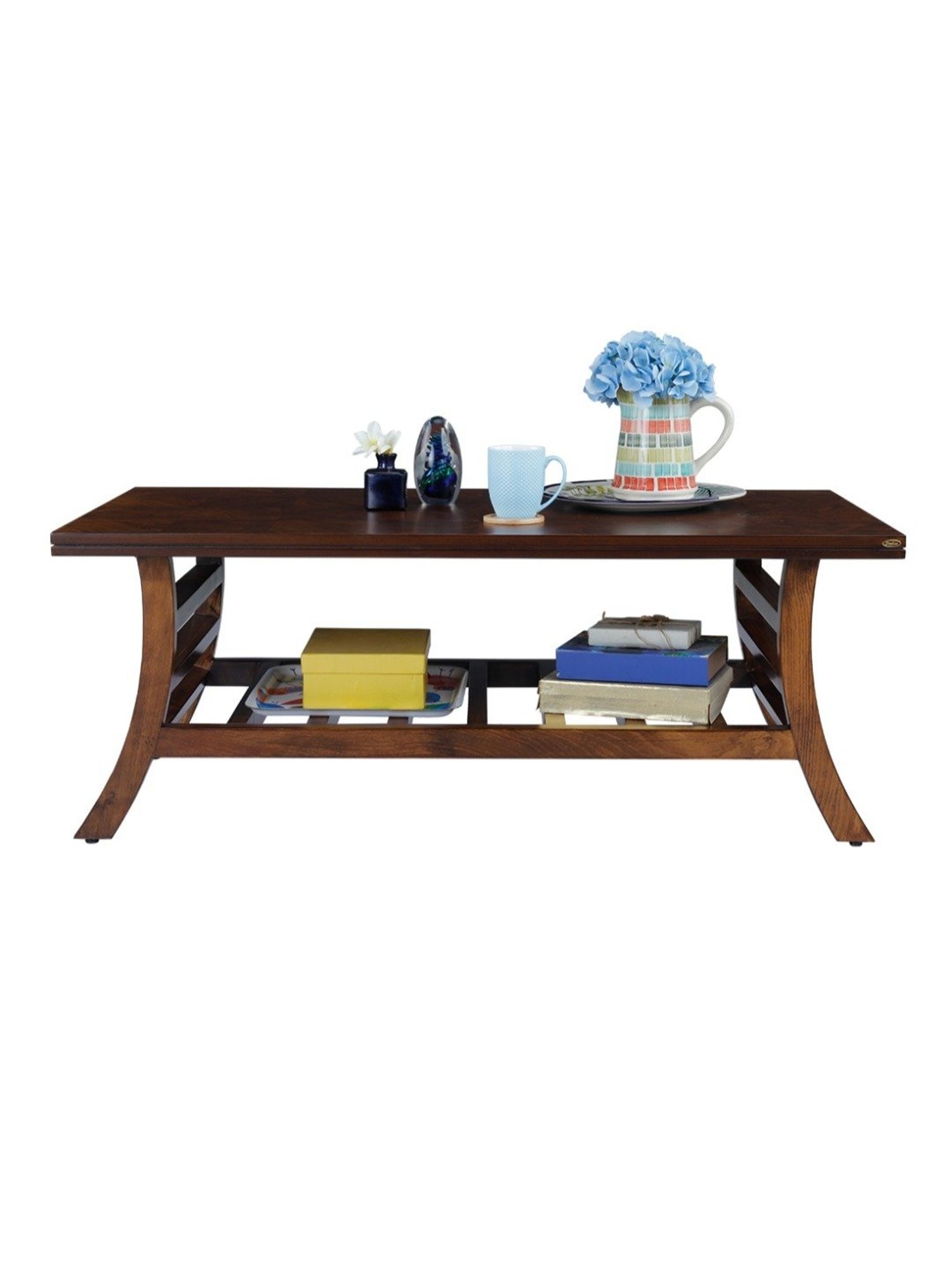 Durian Scarlet Brown Veneer & Solid Wood Coffee Table in Oak Finish