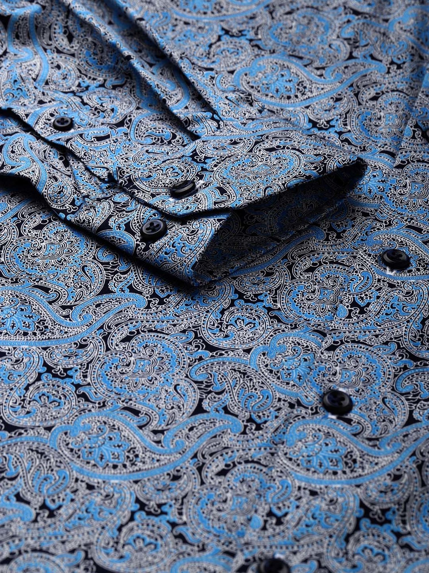 Don Vino Blue Slim Fit Printed Shirt