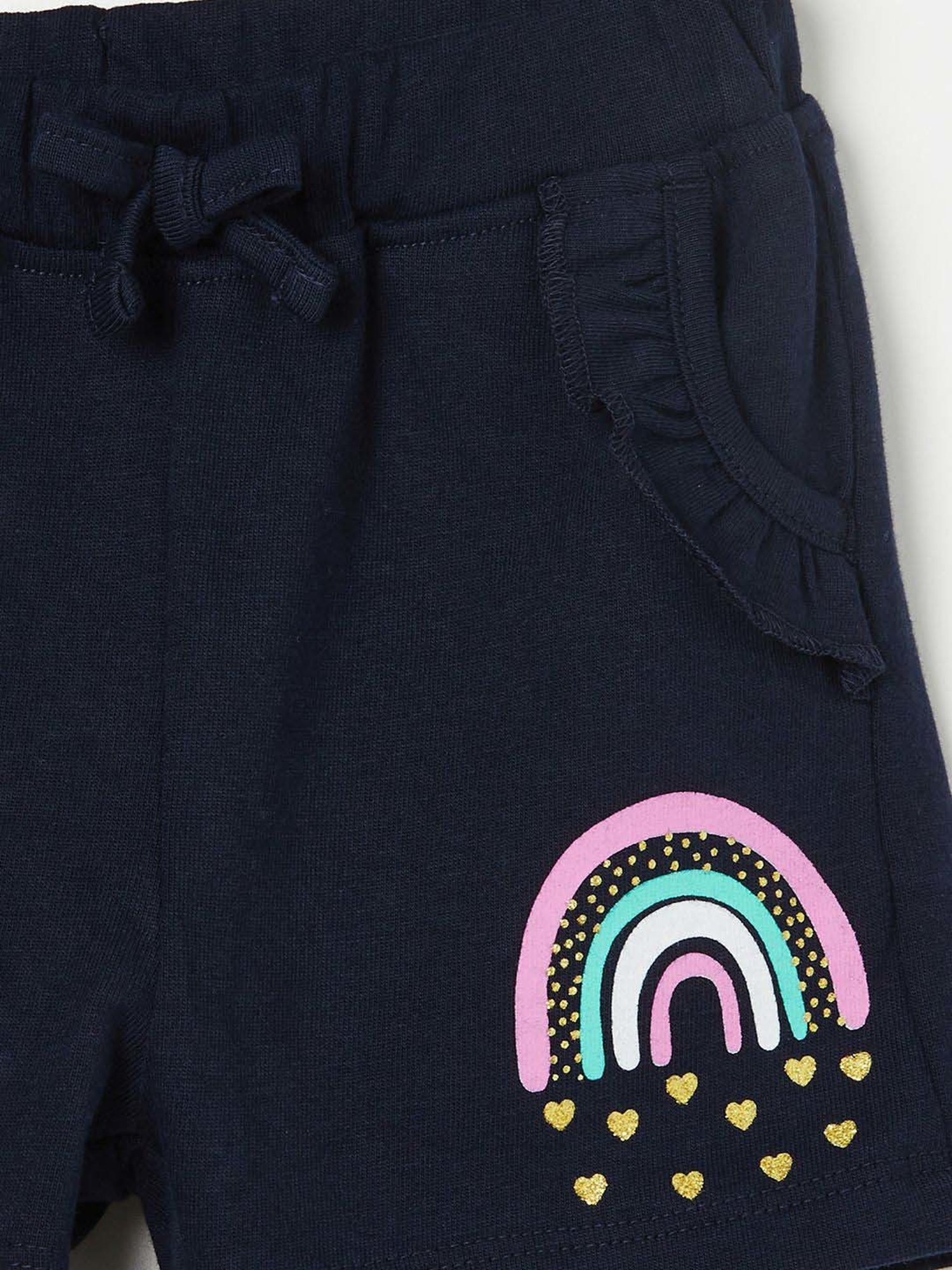 Juniors by Lifestyle Navy Cotton Printed Shorts