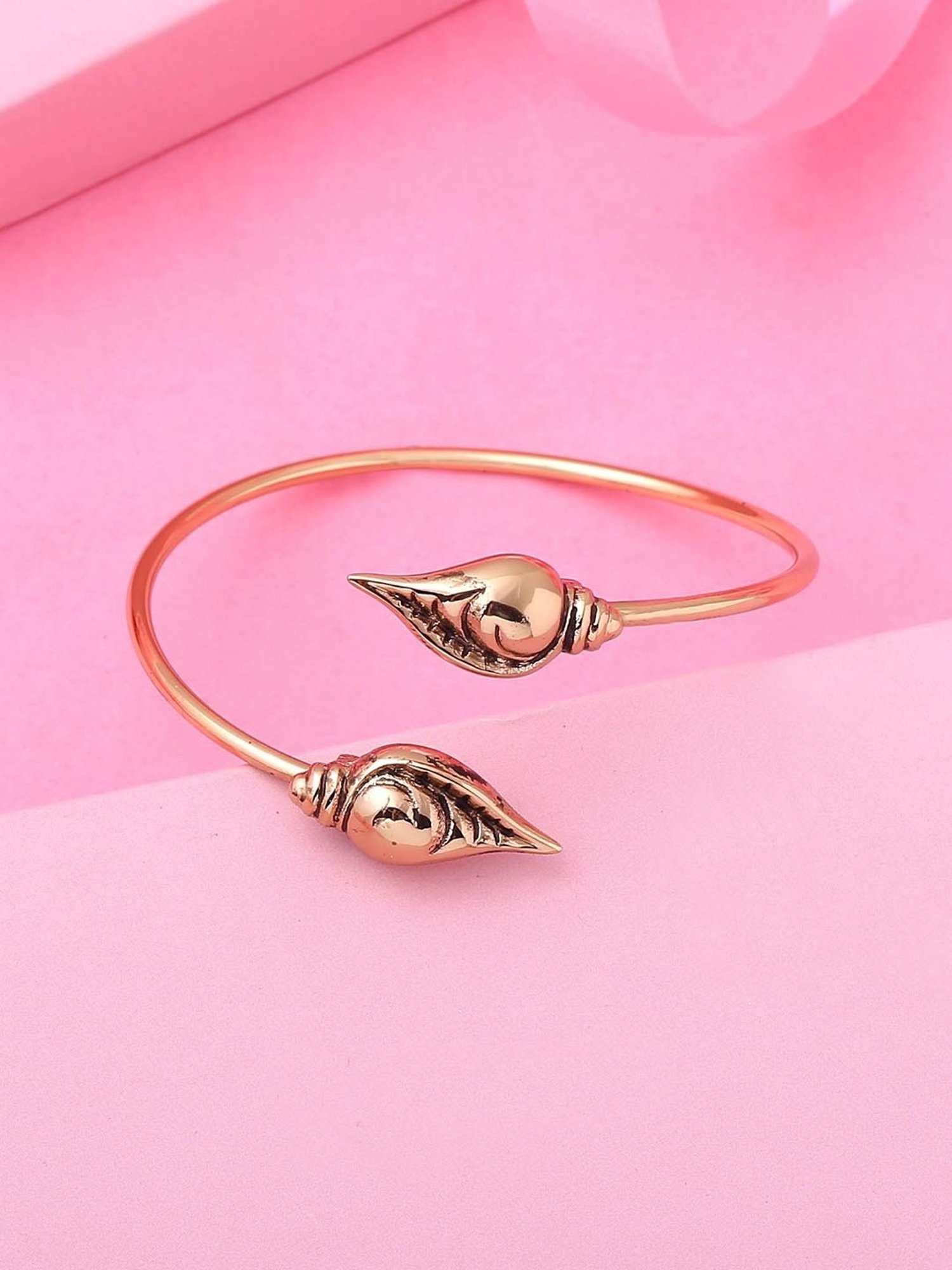 Estele Gold-Plated Antique Shankh Bracelet for Women