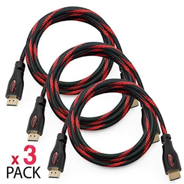 BAM 3 Pack High Speed 4K HDMI Cables - 6' Long