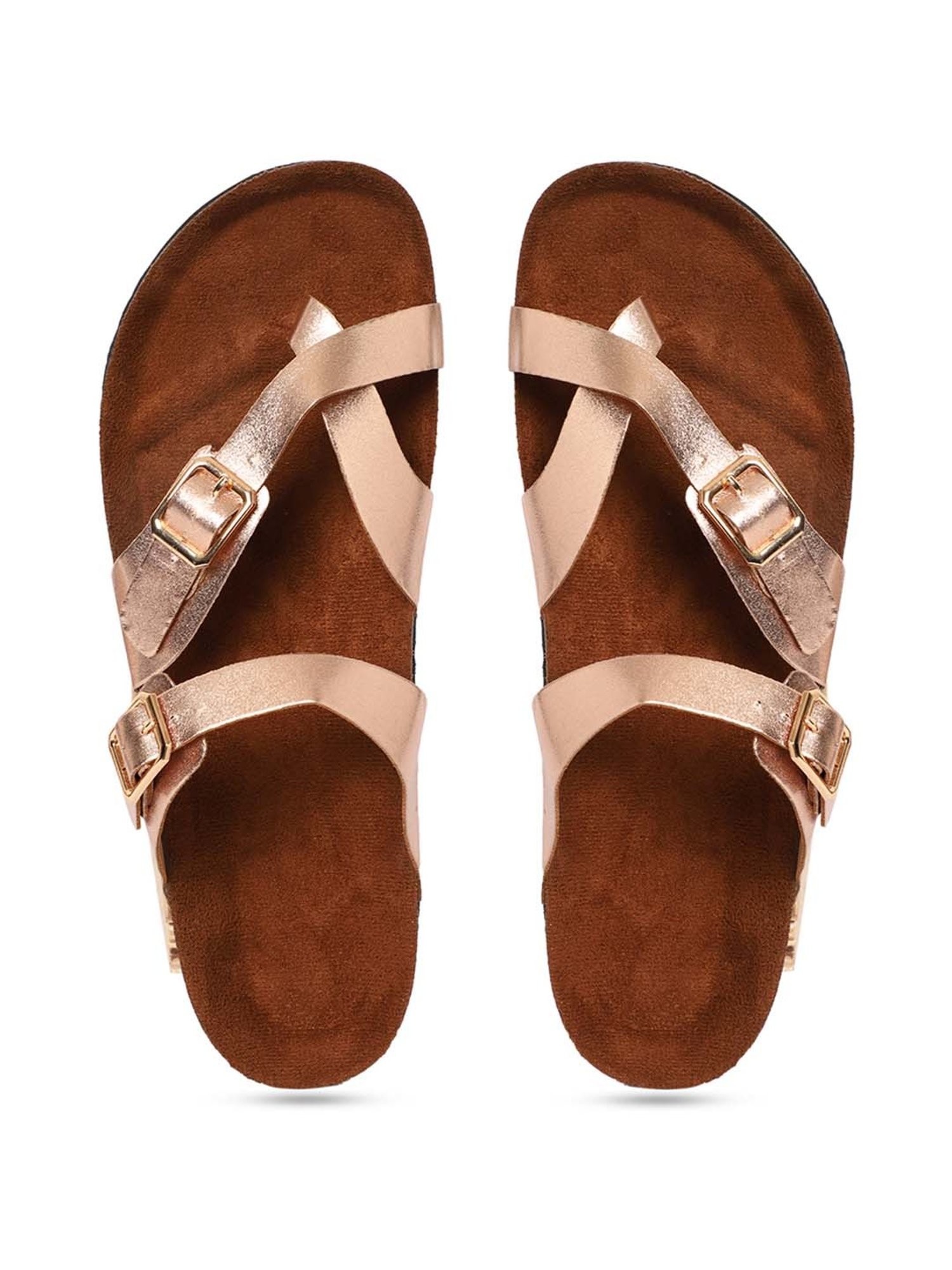 Mozafia Women's Rose Gold Toe Ring Sandals